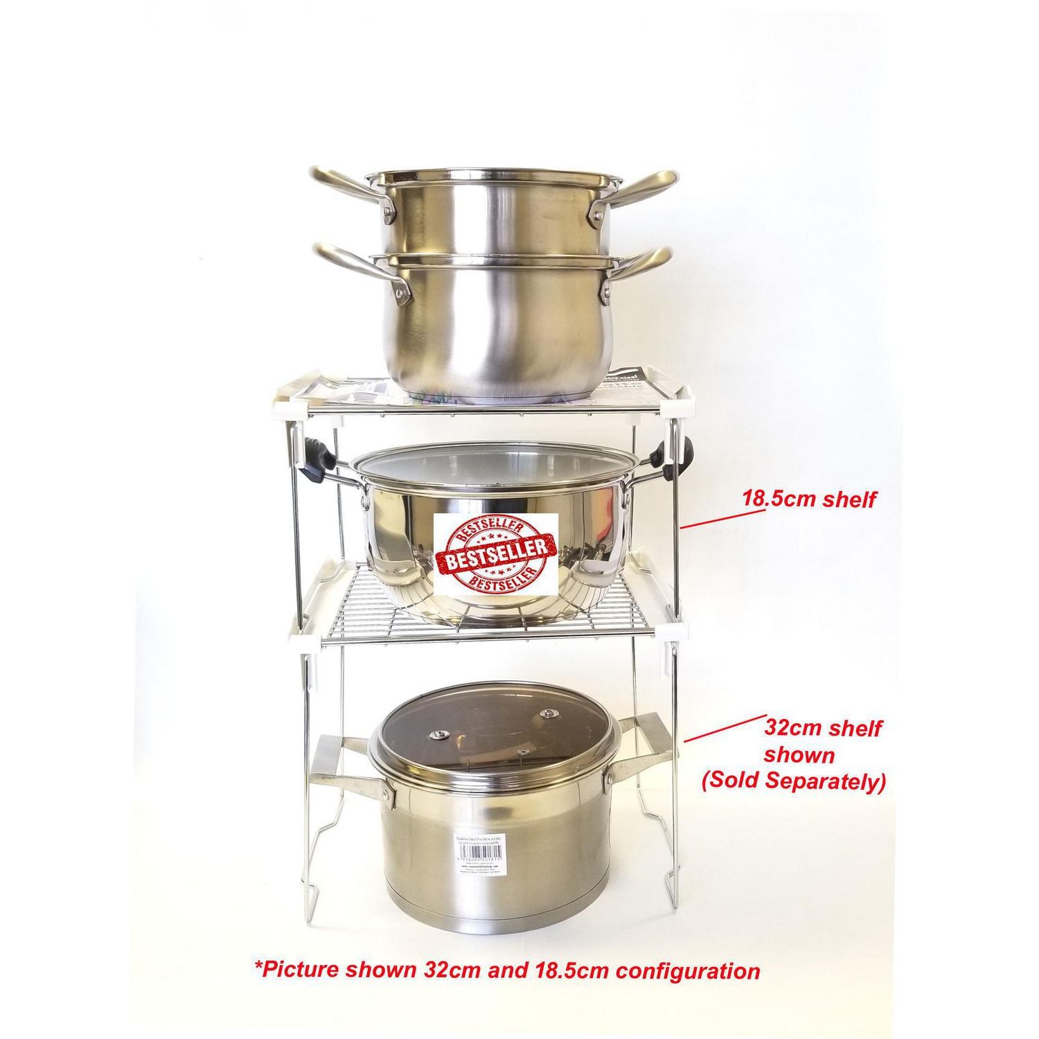 Étagère de casier/armoire robuste universelle Sunfortune - 32 cm de hauteur - Ensemble de 2