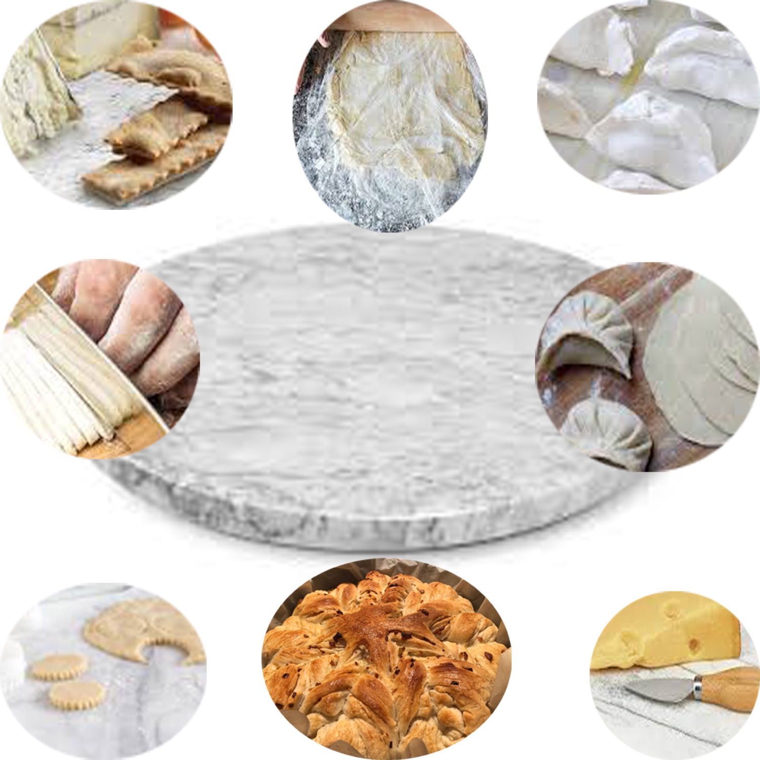 Panneau à pâtisserie en marbre naturel Sunfortune, 35 cm de diamètre