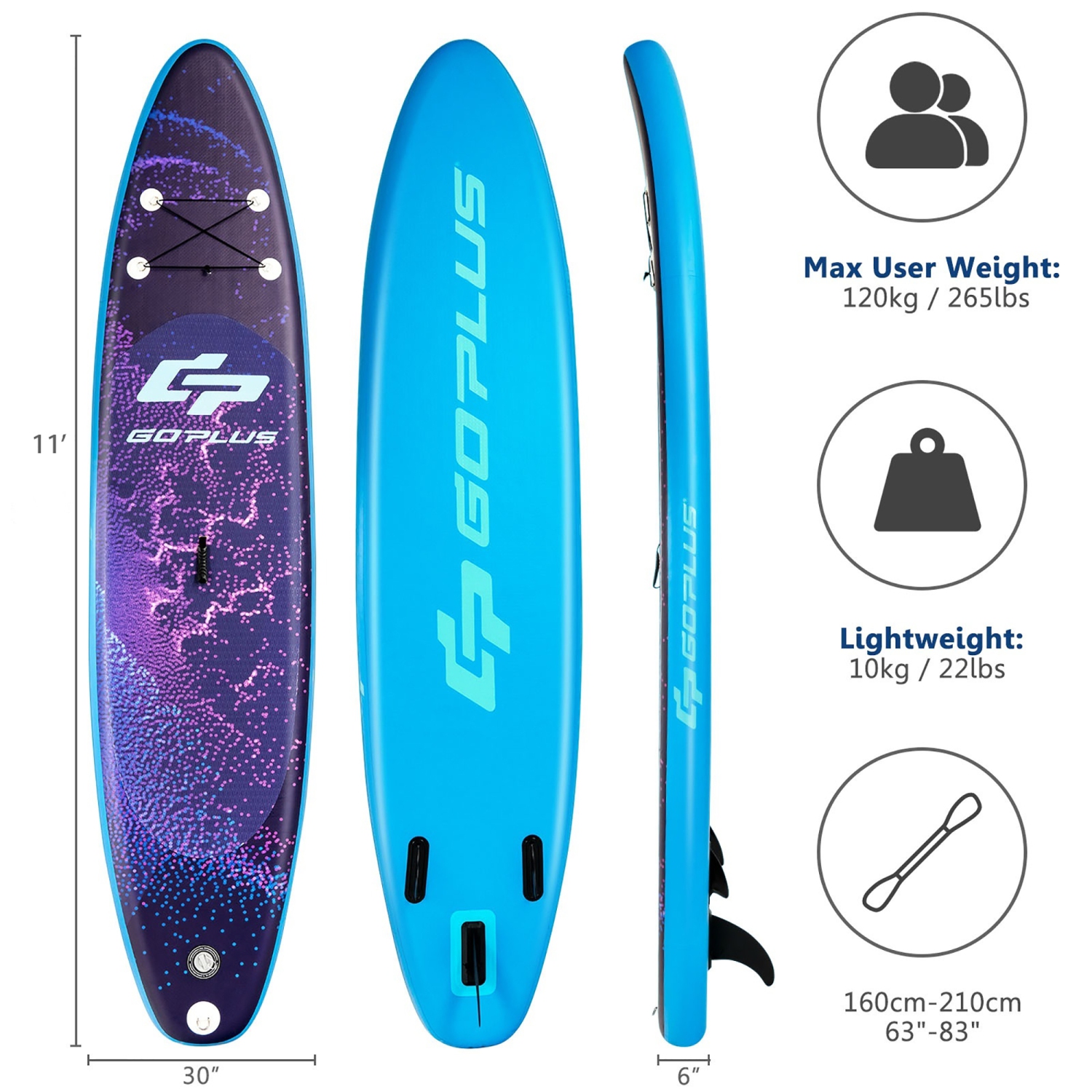 Goplus Inflatable Stand Up Paddle Board Surfboard W/Bag Aluminum Paddle Pump