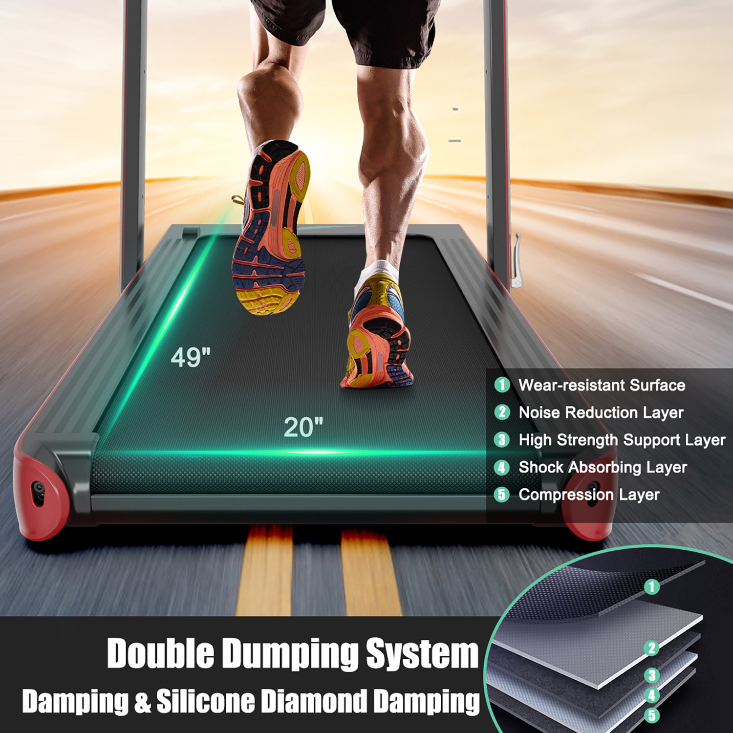 SuperFit 4.75HP 2 In 1 Folding Treadmill W/Remote APP Control