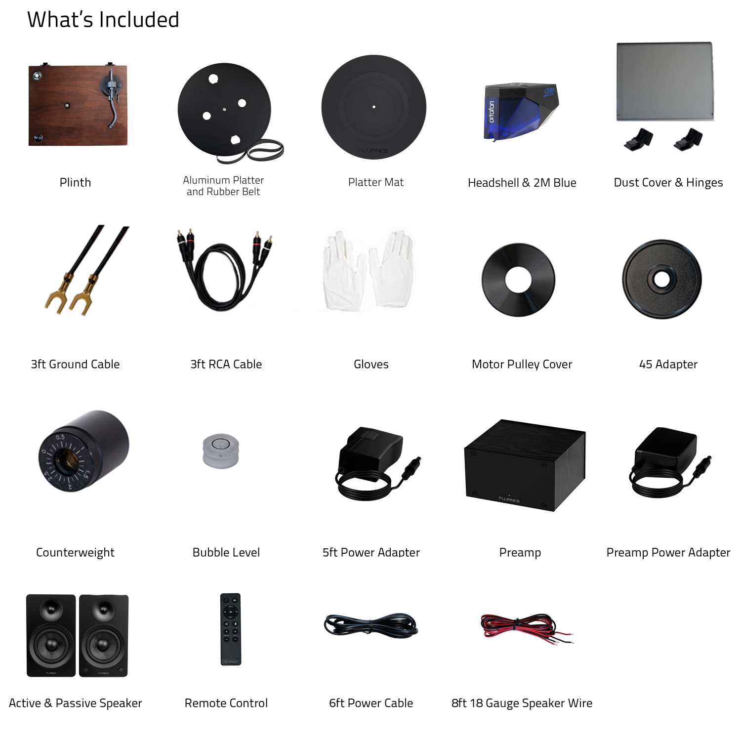 Tourne-disque haute fidélité RT84 Reference de Fluance, préamplificateur phono PA10 et haut-parleurs d'étagère stéréo amplifiés Ai61 de 6,5&nbsp;po