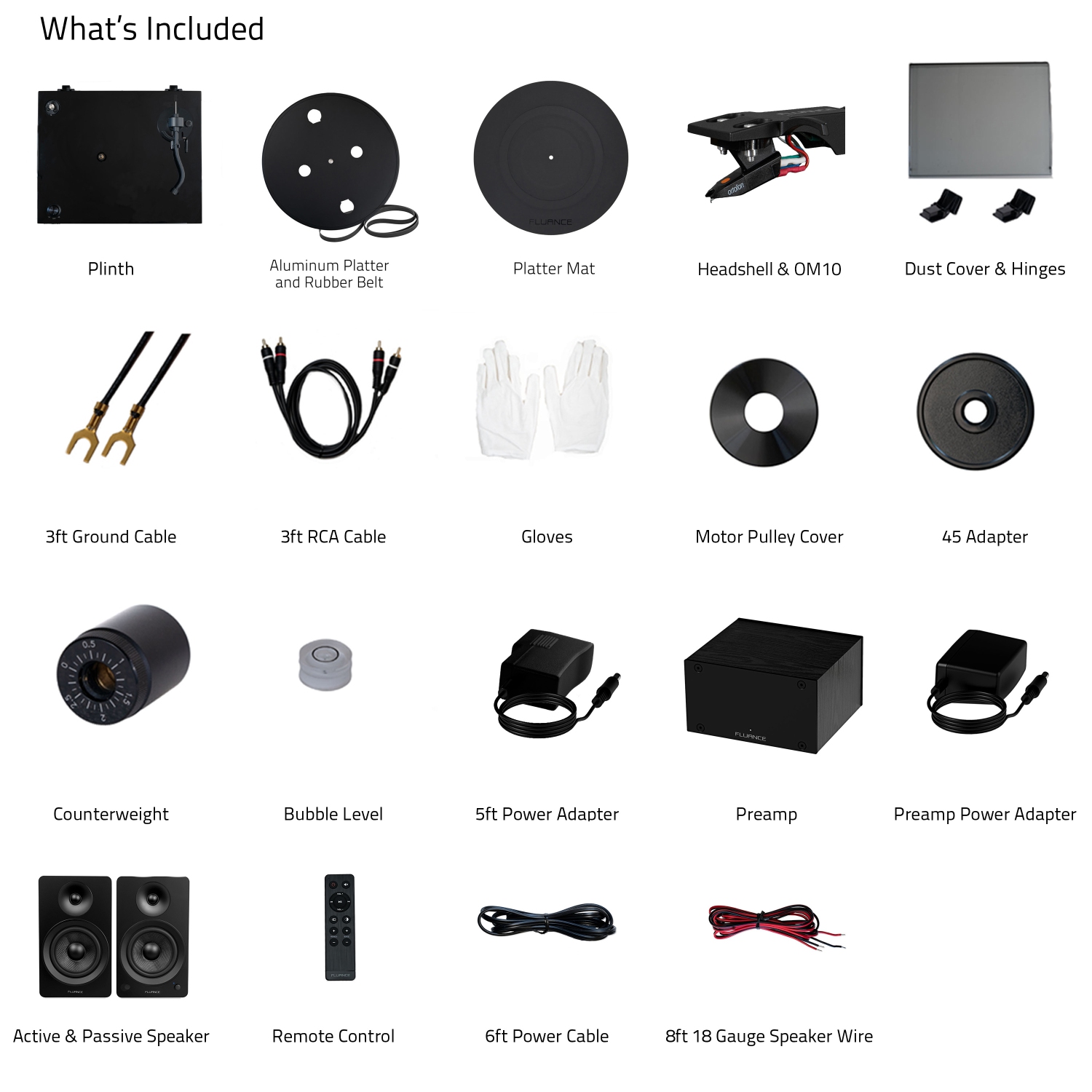 Tourne-disque haute fidélité RT82 Reference de Fluance, préamplificateur phono PA10 et haut-parleurs d'étagère stéréo amplifiés Ai61 de 6,5&nbsp;po