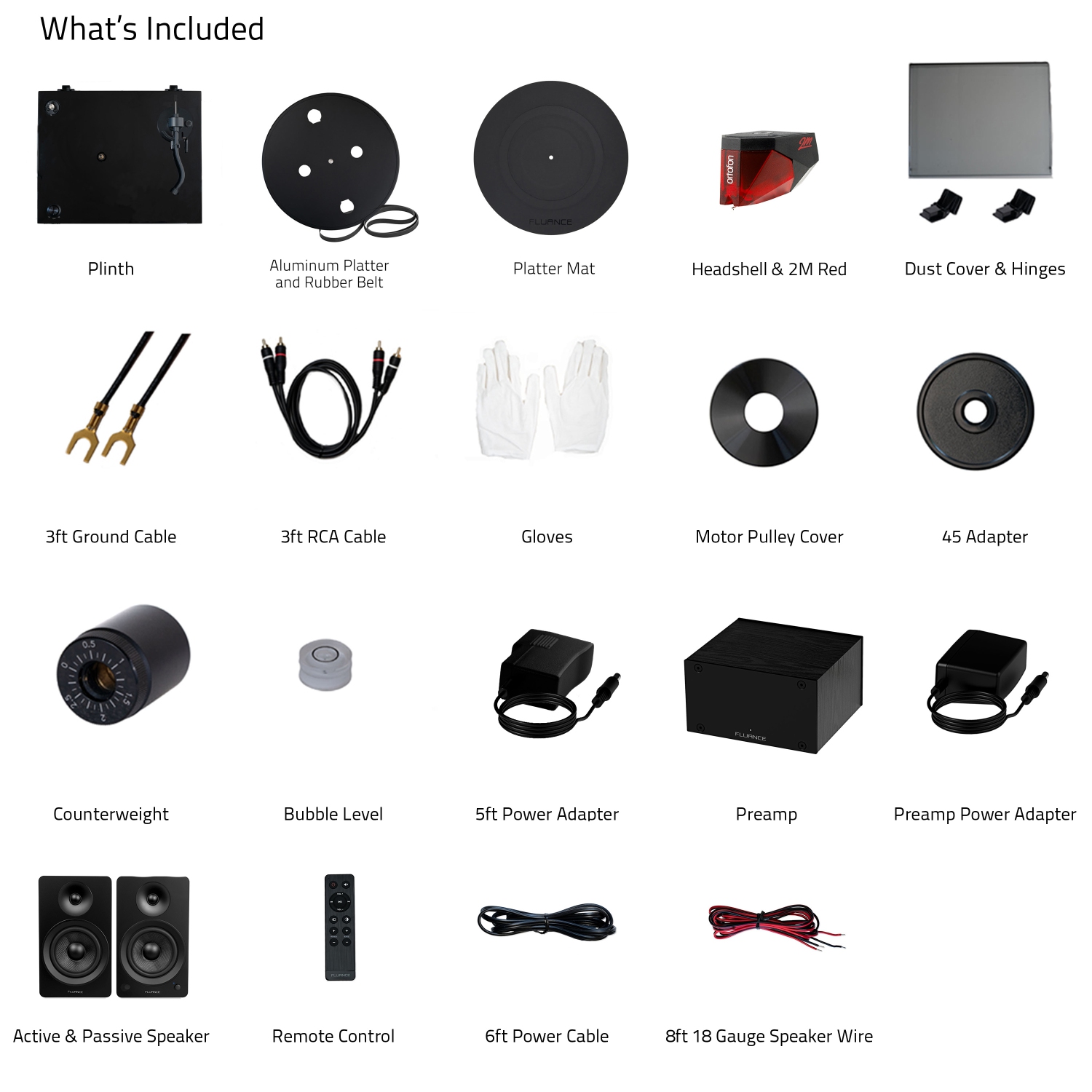 Tourne-disque haute fidélité RT83 Reference de Fluance, préamplificateur phono PA10 et haut-parleurs d'étagère stéréo amplifiés Ai61 de 6,5&nbsp;po