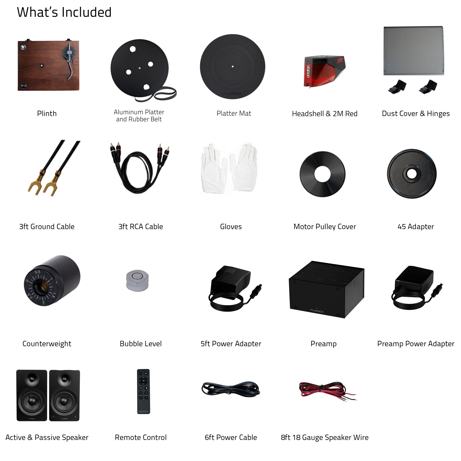 Tourne-disque haute fidélité RT83 Reference de Fluance, préamplificateur phono PA10 et haut-parleurs d'étagère stéréo amplifiés Ai61 de 6,5&nbsp;po