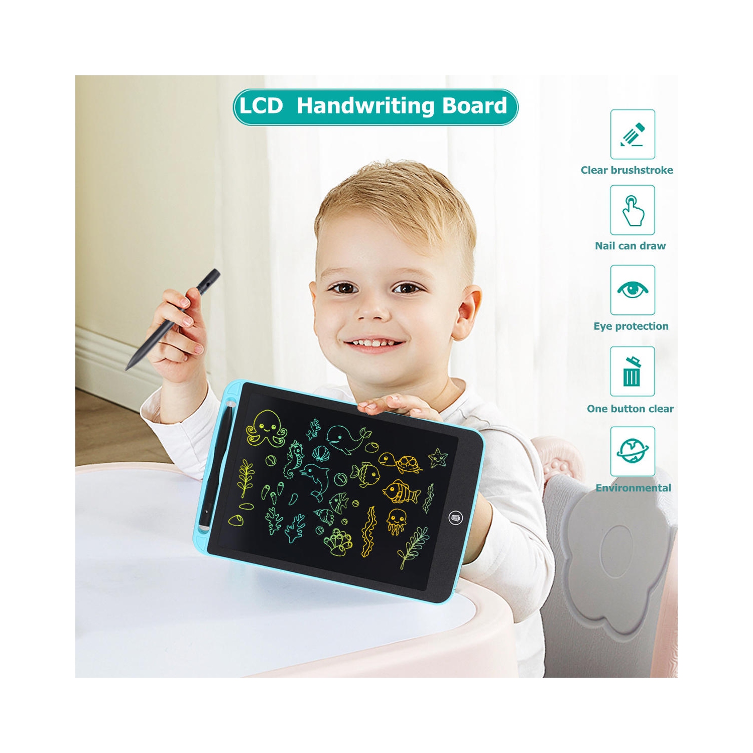 Tablette graphique d'écriture électronique couleur de 10 pouces, outil d'écriture environnementale pour étudier, planifier, dessiner et concevoir