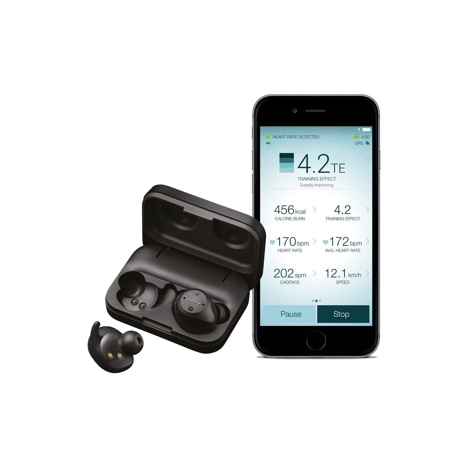 Jabra Elite Sport True Wireless Waterproof Fitness & Running Earbuds with Heart Rate and Activity Tracker-Advanced Wireless connectivity and Charging case-4.5 Hour - Refurbished