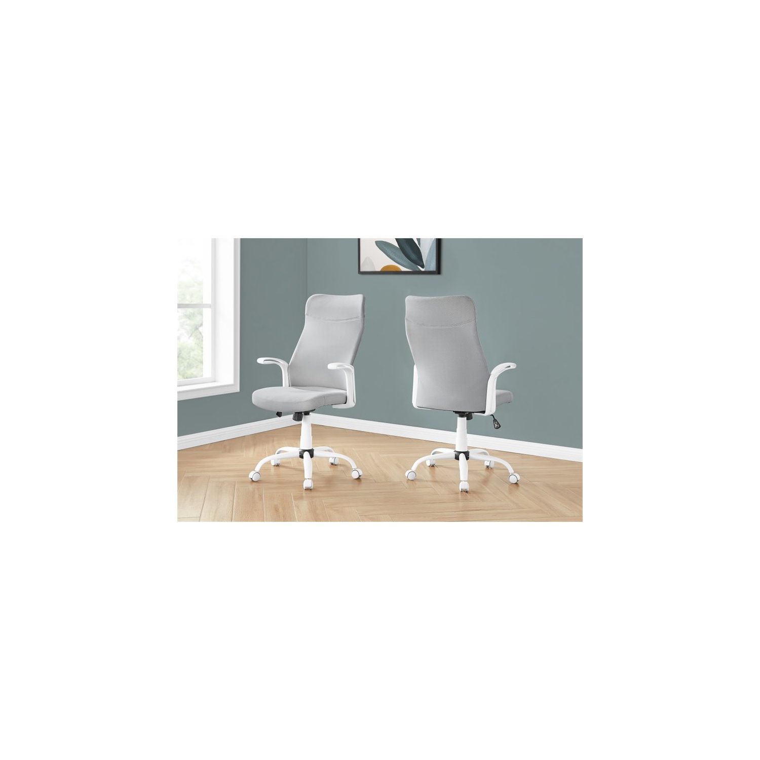 Office Chair Swivel Ergonomic Armrests Computer Desk Work Metal White