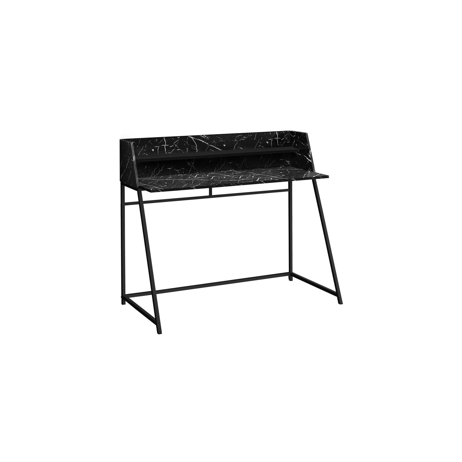 Bureau d’ordinateur portable de 48 po de long en métal noir marbré