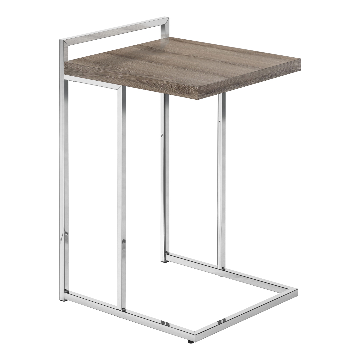 ACCENT TABLE - 25"H / DARK TAUPE / CHROME METAL