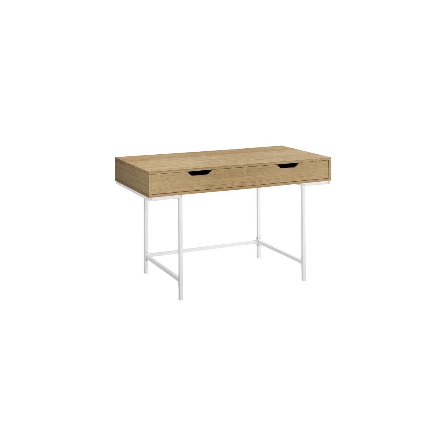 Bureau d’ordinateur tiroirs de rangement pour portable de 48 po de long en métal naturel