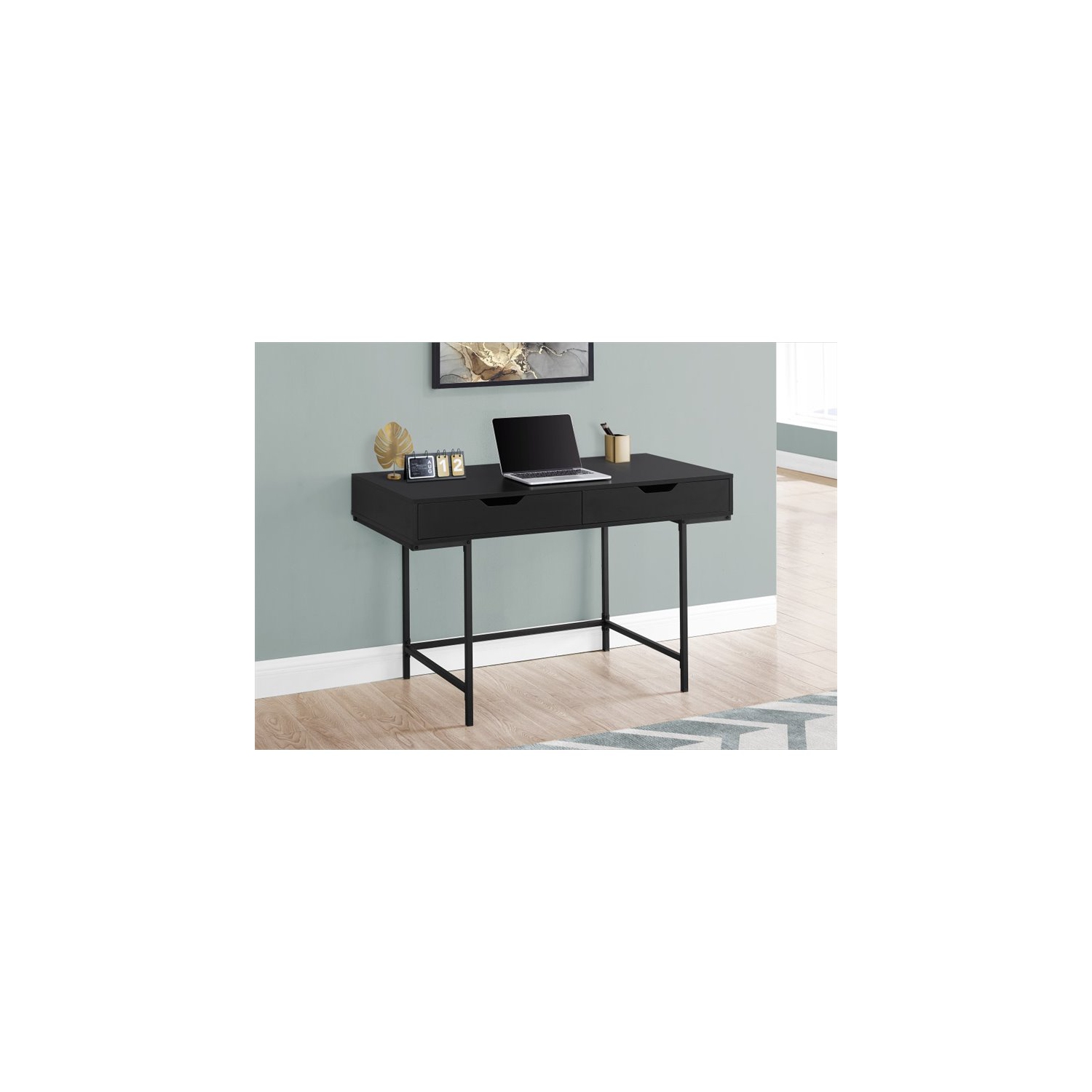 Computer Desk Home Office Laptop Storage Drawers 48"L Work Metal Black