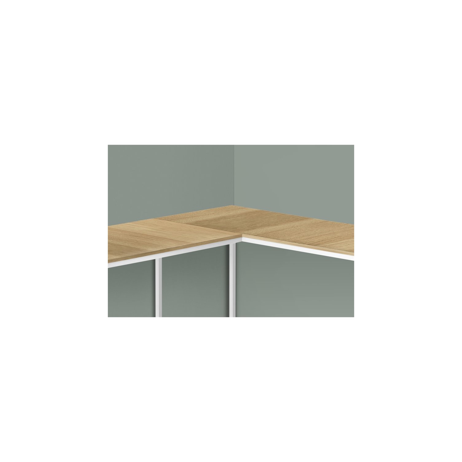 Computer Desk Home Office Corner 58"L L Shape Work Laptop Metal Natural