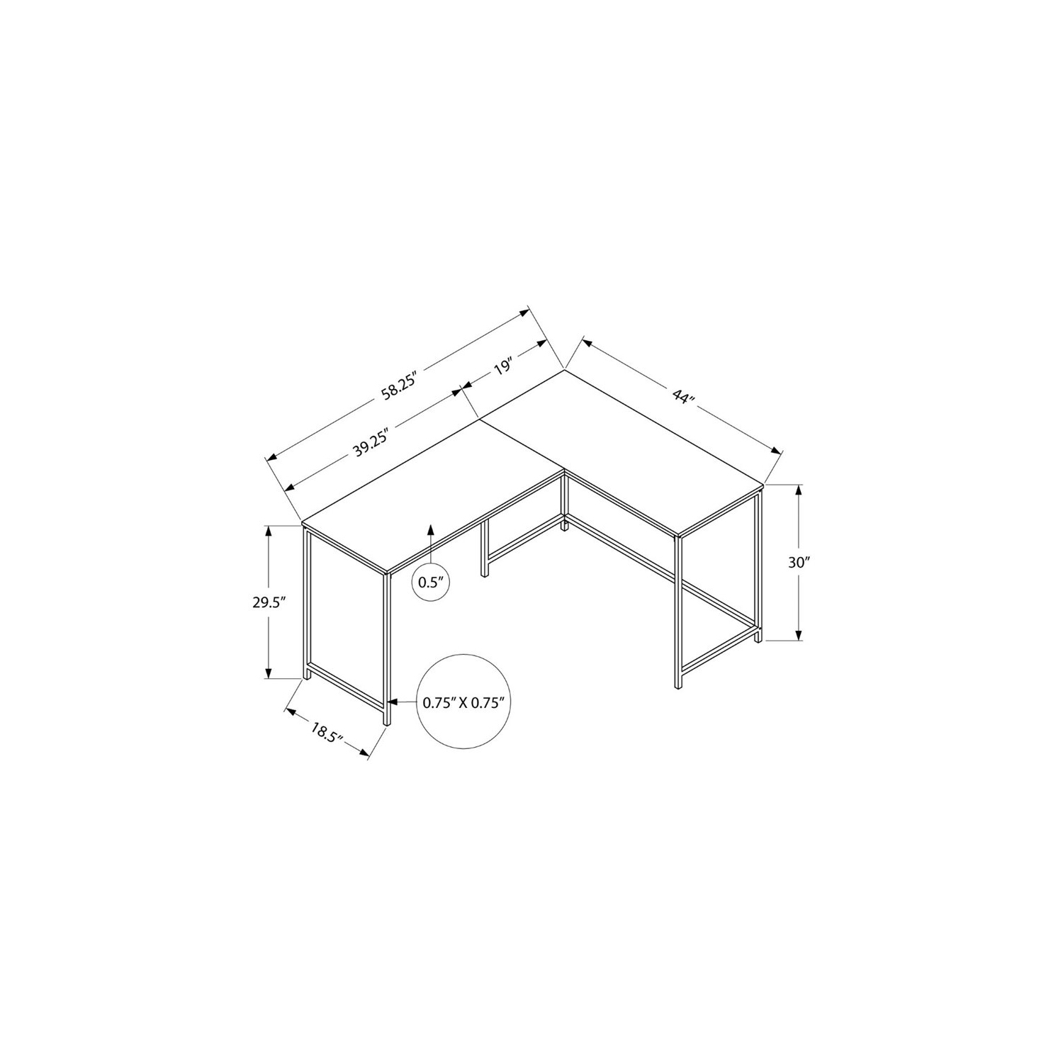 Computer Desk Home Office Corner 58"L L Shape Work Laptop Metal Natural