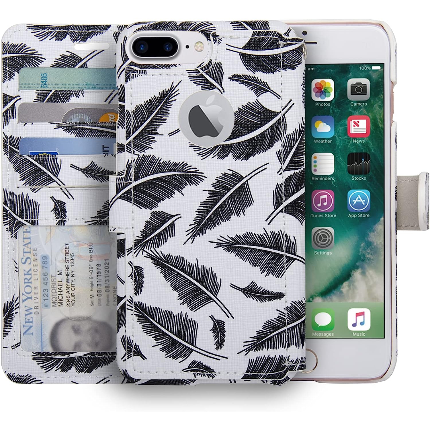 NAVOR Slim & Light Flip Wallet Premium Case for iPhone 7 Plus & 8 Plus with RFID Protection (Zevo S2 Series) - Oliver