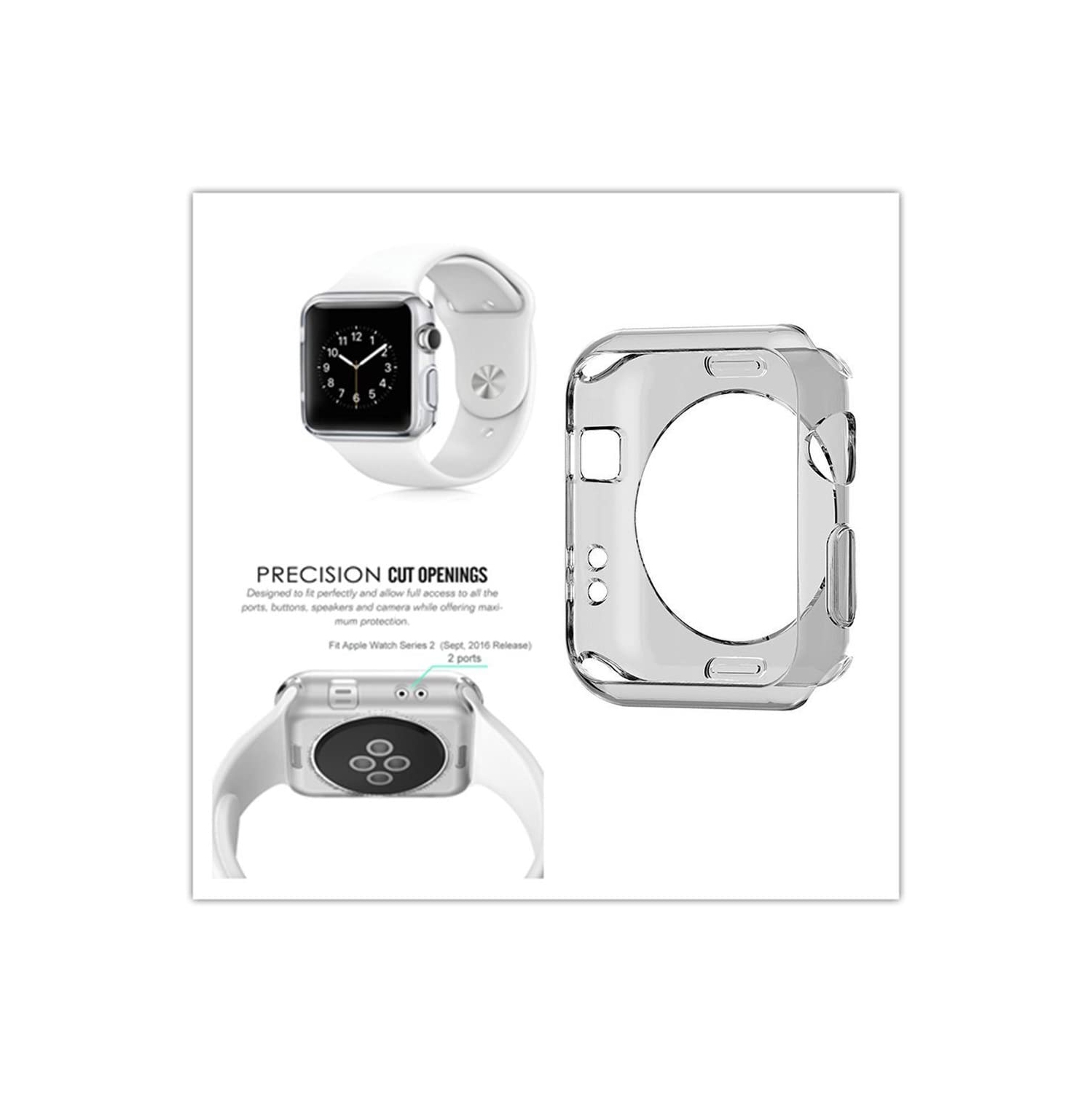 Navor – Étui de protection mince unique en TPUR souple résistant aux égratignures pour Apple Watch Series 1-2-3…