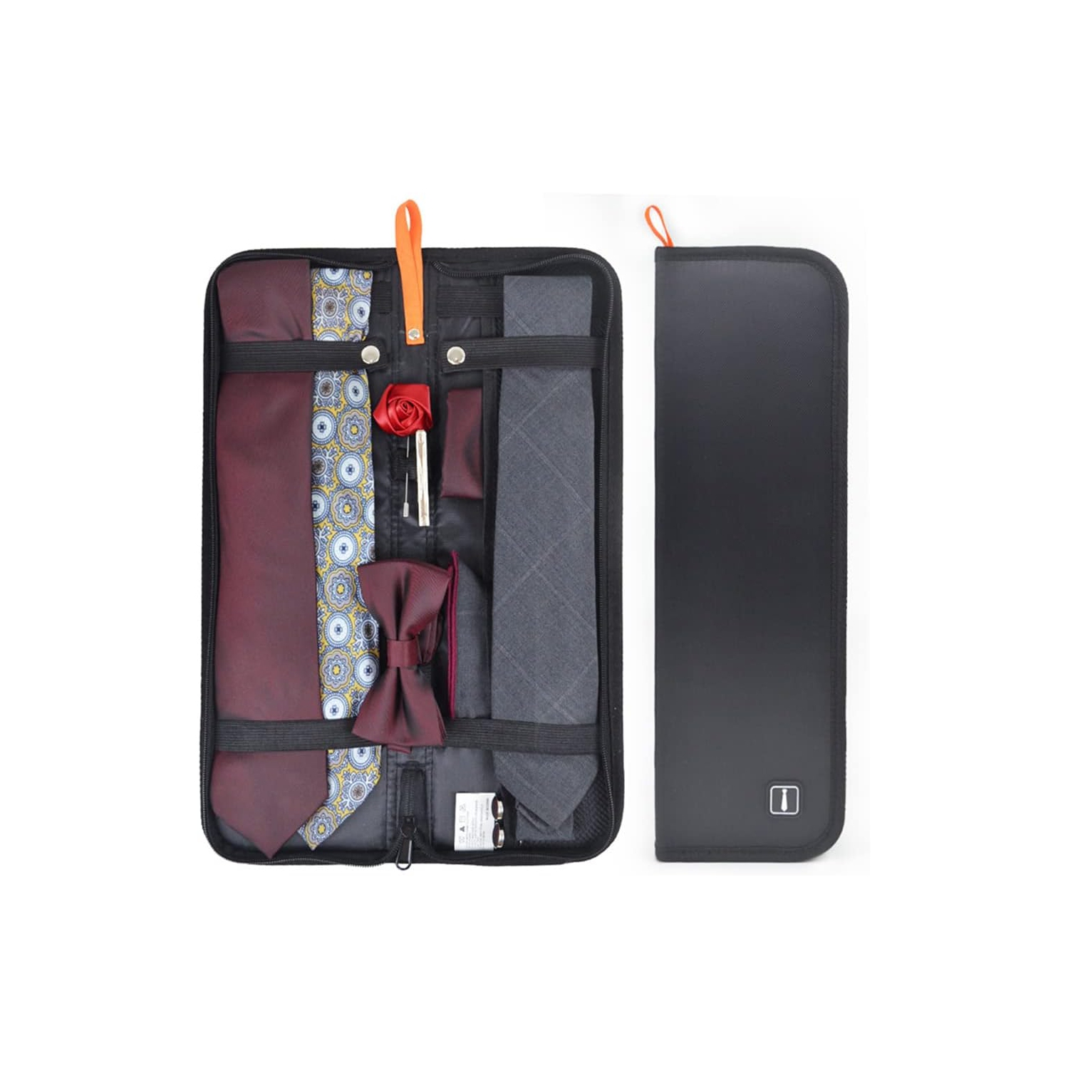 Men’s Travel Tie Case Holder, Portable Storage Box for Cufflinks Necktie Tie Clips, Gift for Men