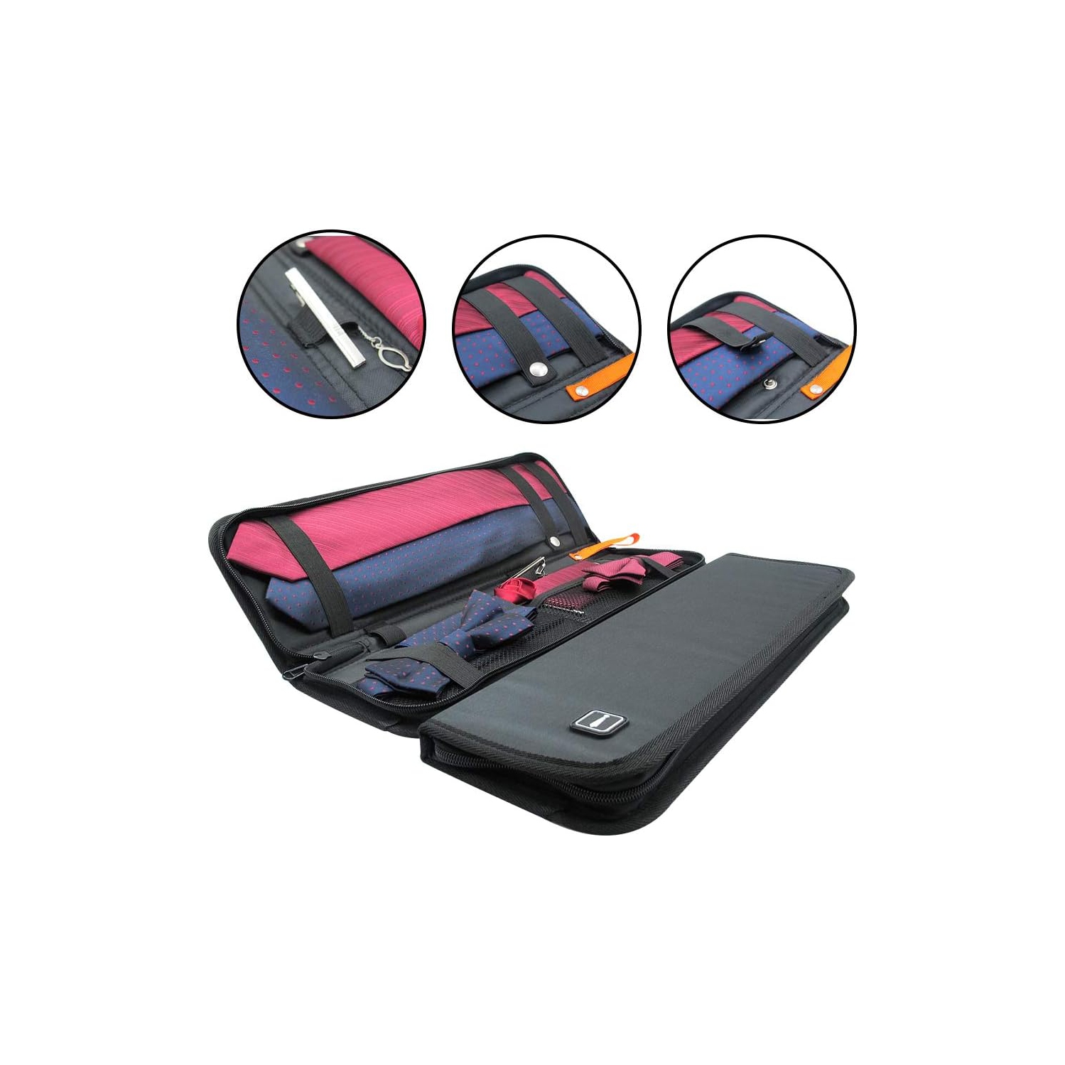 Men’s Travel Tie Case Holder, Portable Storage Box for Cufflinks Necktie Tie Clips, Gift for Men