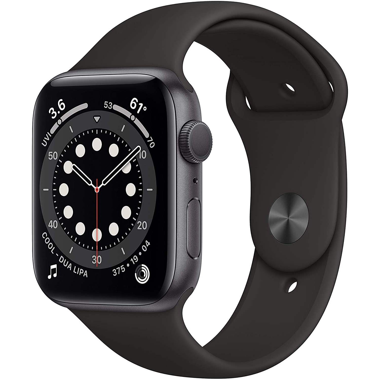 Apple Watch Series 6 (GPS) 44mm Space Grey Aluminum Case with Black Sport  Band New