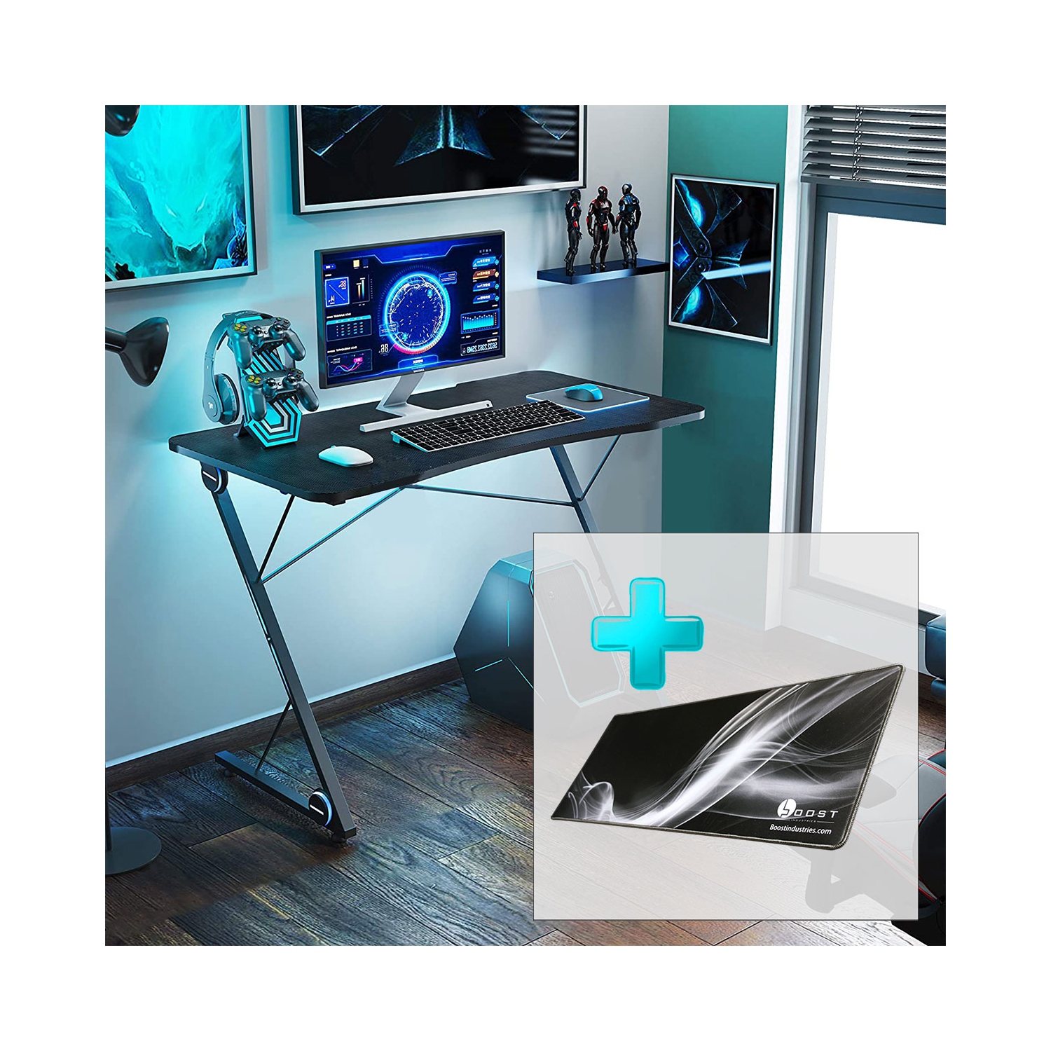 Bureau d’ordinateur/de jeu GD-43x de Boost Industries avec tapis de souris en prime