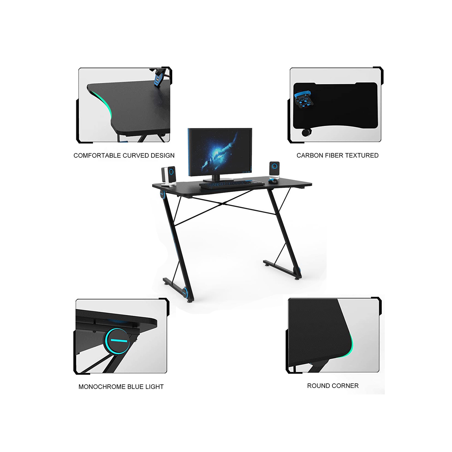 Bureau d’ordinateur/de jeu GD-43x de Boost Industries avec tapis de souris en prime