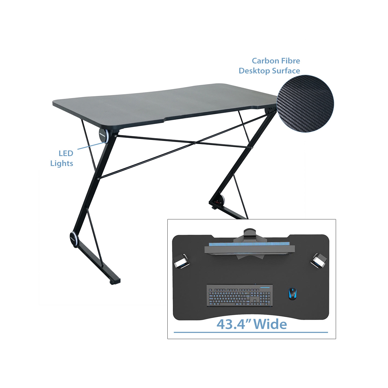 Bureau d’ordinateur/de jeu GD-43x de Boost Industries avec tapis de souris en prime