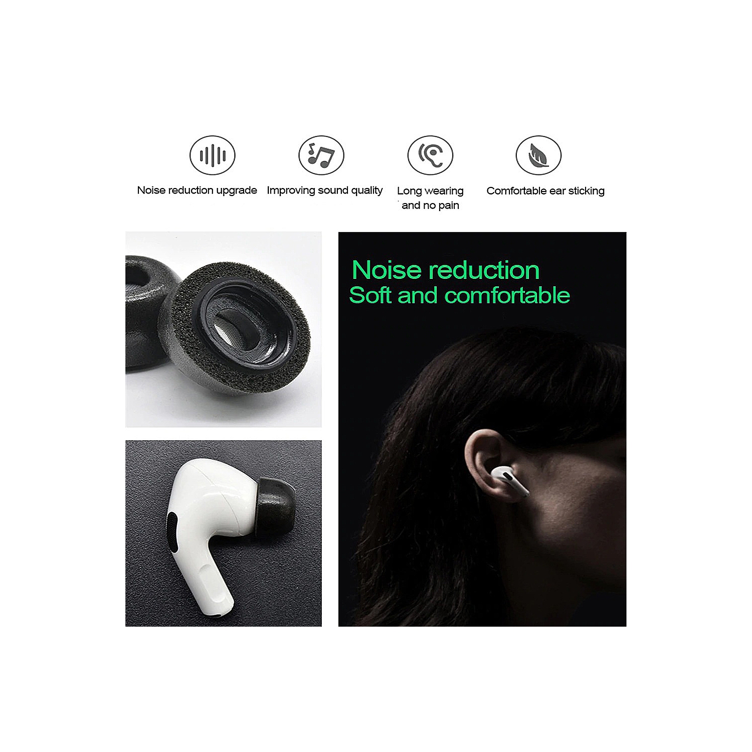 Embouts d'oreille de Remplacement pour Airpods Pro,Embouts d'écouteurs en  Silicone avec Trou de réduction du Bruit,il est Confortable à Porter et il