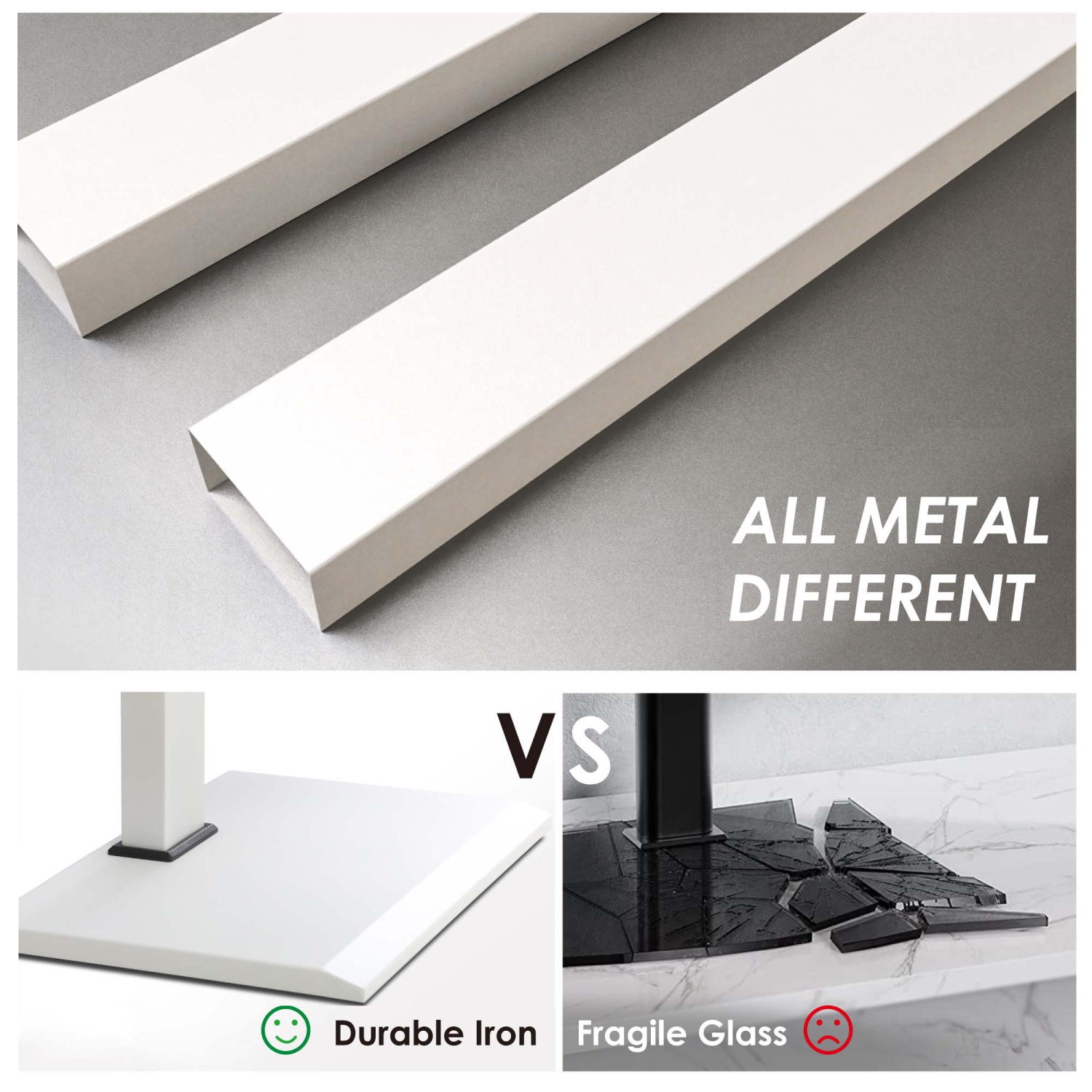 Support de plancher blanc FITUEYES pour téléviseur de 32 à 65 po avec support pivotant, base en métal pouvant supporter jusqu’à 88 lb, hauteur