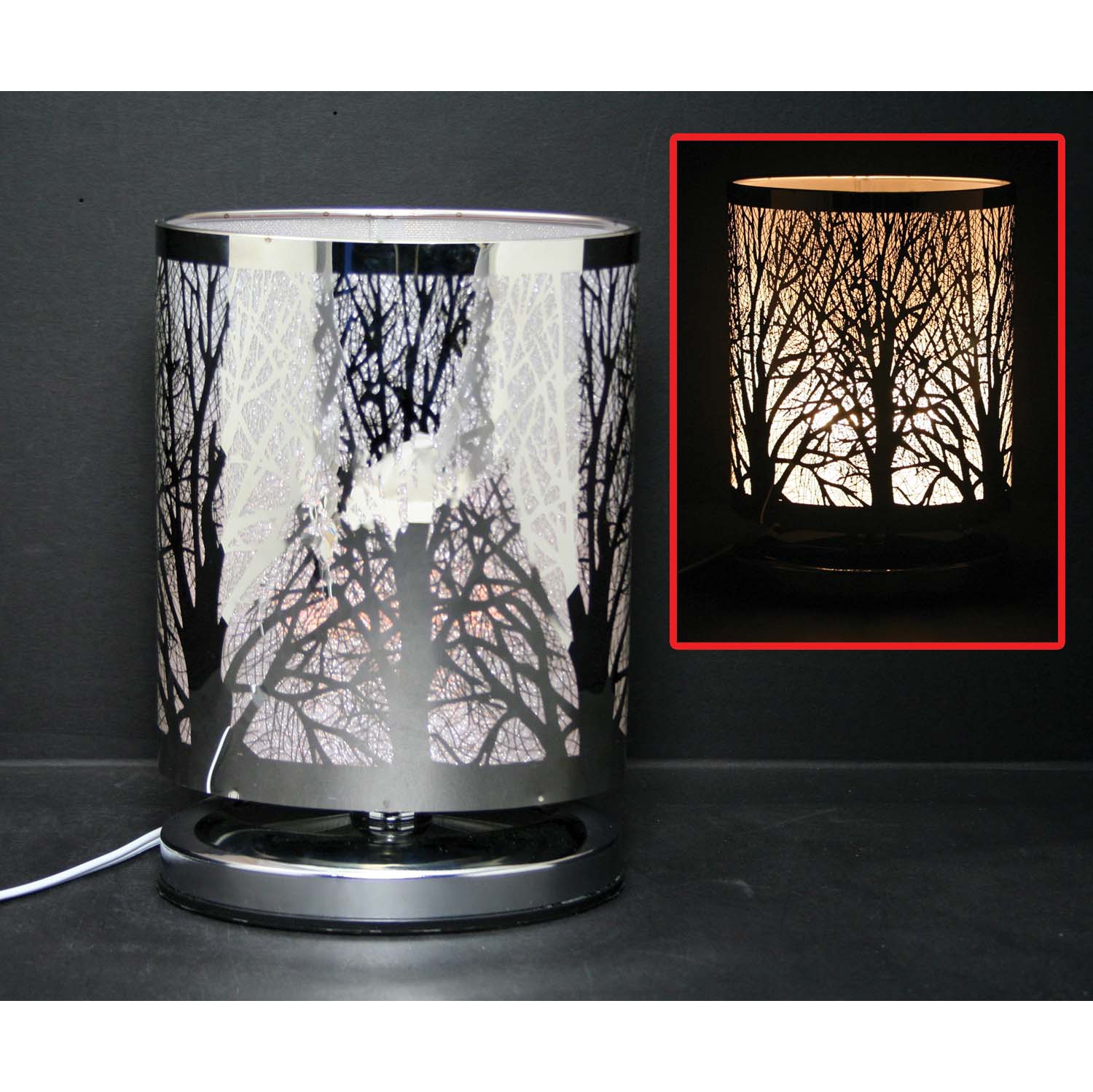 J1325 – Touch Sensor Oval Shape Lamp – Silver Forest