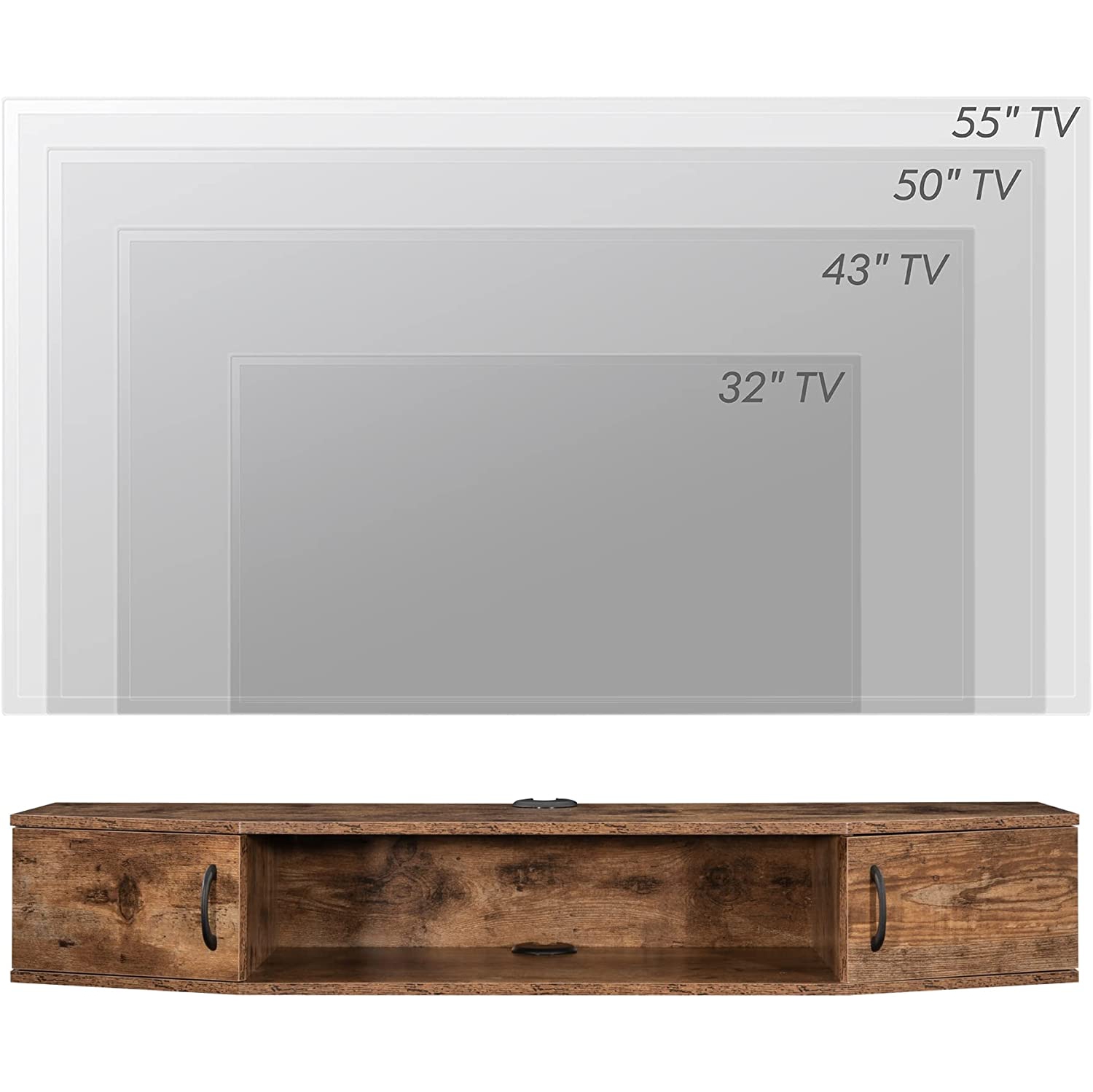 FITUEYES Floating TV Stands Entertainment Center Wall Mount Shelves Media Console Storage Shelf with Doors Rustic Brown