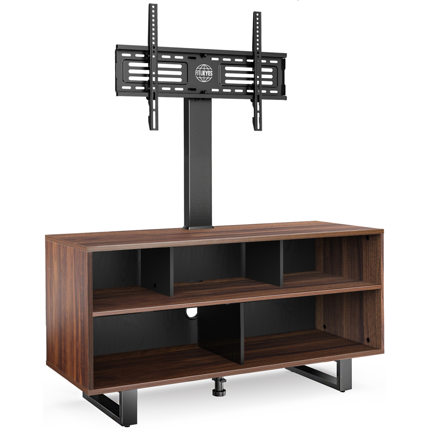 FITUEYES Swivel Floor TV Stand for 32 - 65 Inch TVS Universal Corner TV Stands with Storage for Media Console Holds Up to 99 Pounds 2 Levels Height Adjustment Television Stands VESA 400x600mm