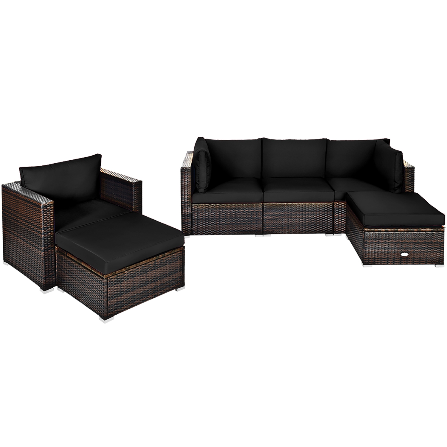 Costway 6PCS Patio Rattan Furniture Set Cushion Sofa Coffee Table
