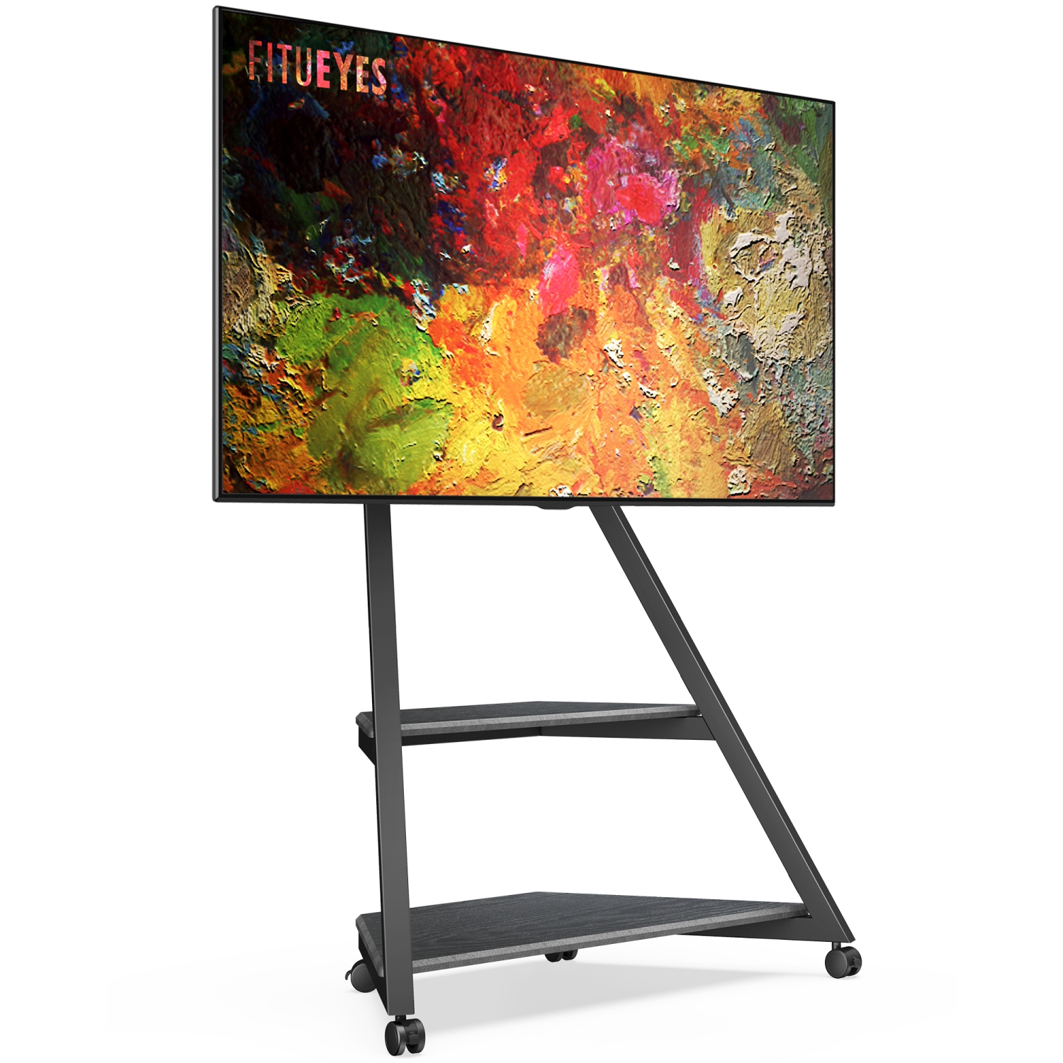 FITUEYES Art Floor TV Stand for 43-75 Inch TVs LCD/LED Screens Height Adjustable Universal TV Mount Stand with Wire Management, VESA 400x600mm