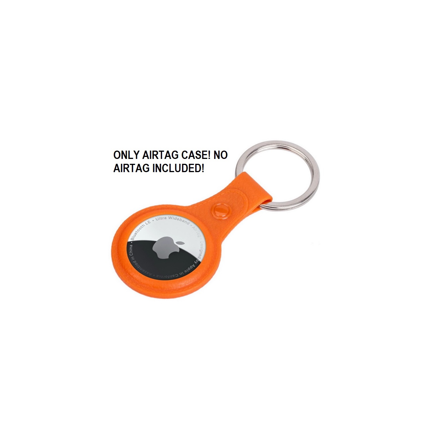TopSave Rubber Material Leather Design AirTag Key Ring Case, Orange