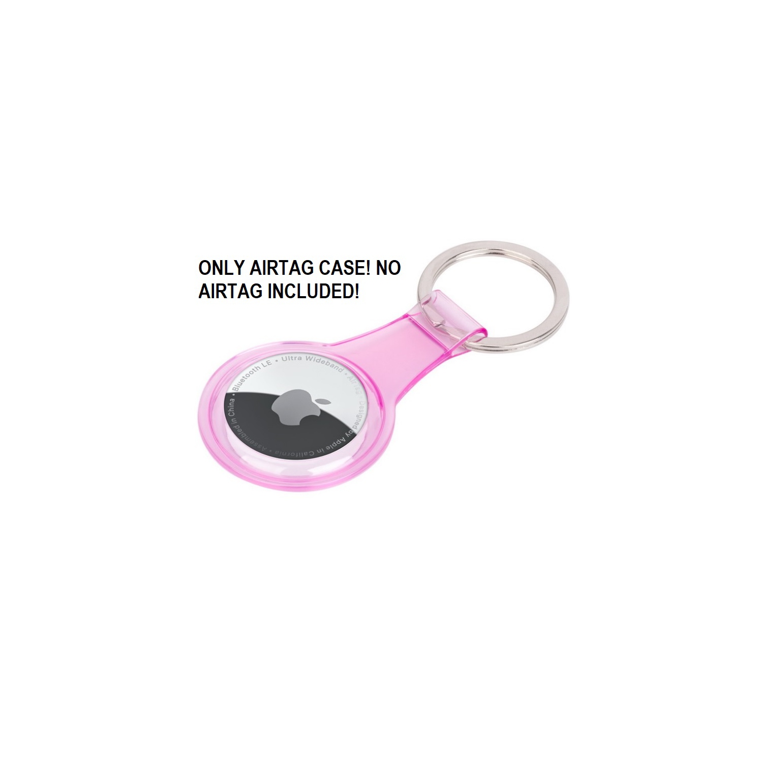 TopSave Transparent Rubber TPU Soft AirTag Key Ring Case, Pink