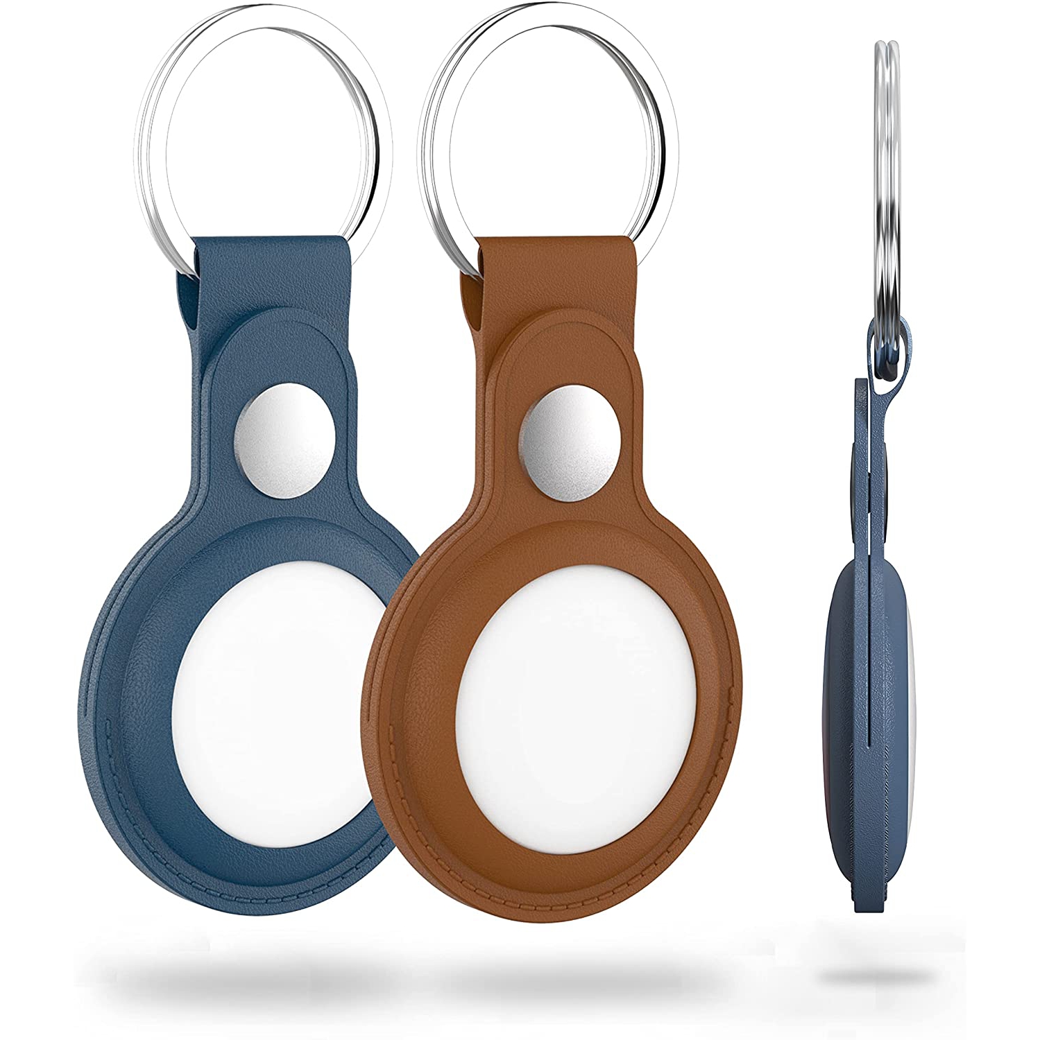 ( PAQUET de 2 ) Étui en cuir WINGOMART pour AirTag, étui protecteur anti-rayures avec porte-clés compatible avec AirTags 2021