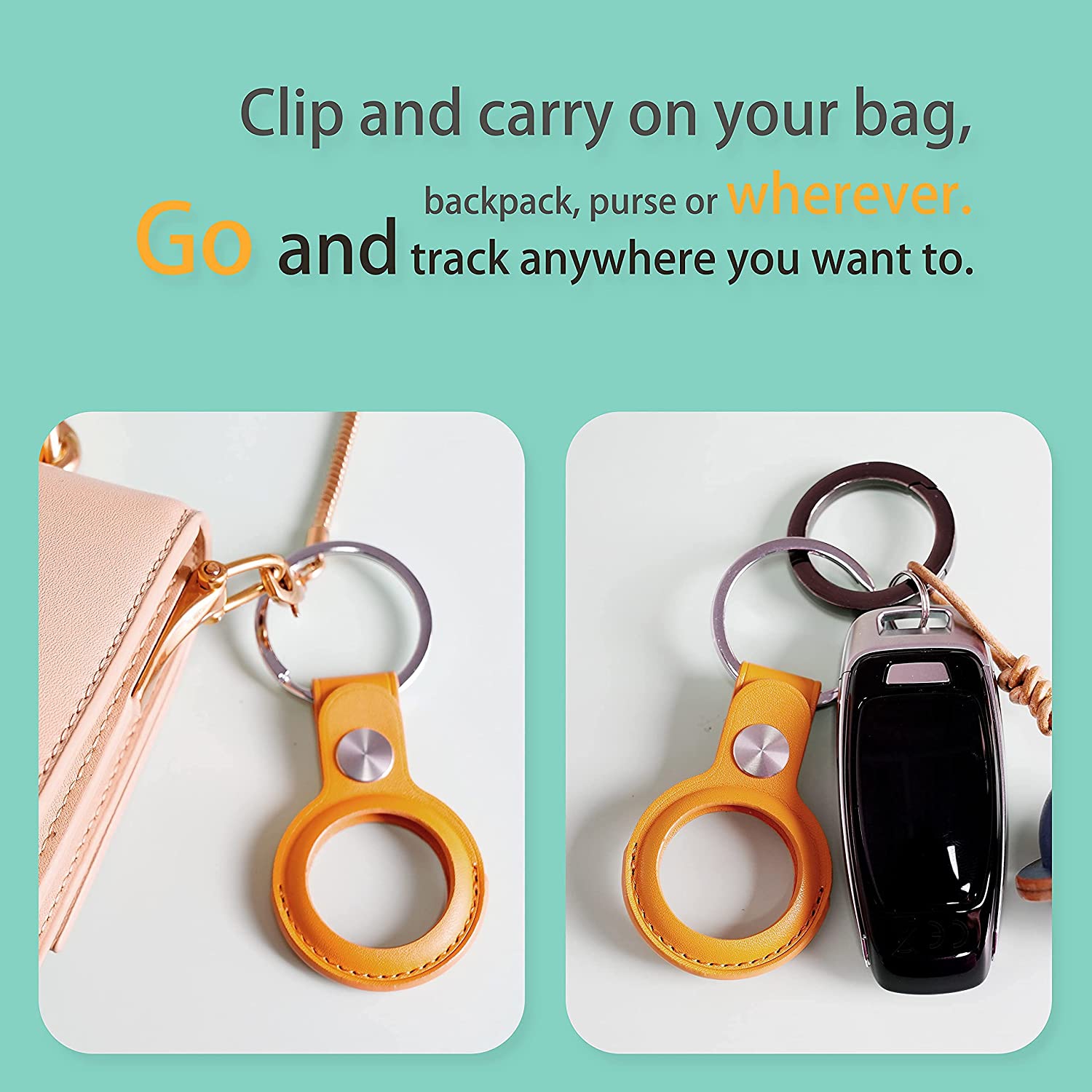 Étui en cuir WINGOMART pour AirTag Finder, étui AirTag étui protecteur anti-rayures et porte-clés compatible avec AirTags 2021