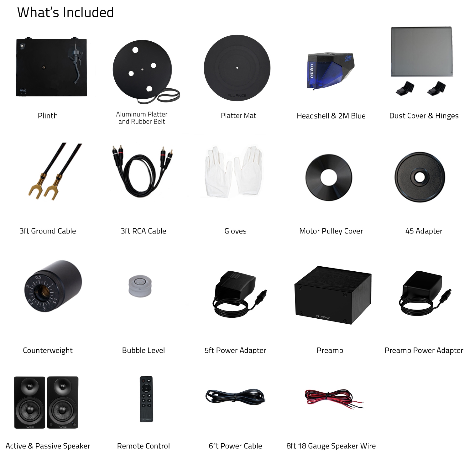 Tourne-disque haute fidélité RT84 Reference de Fluance, préamplificateur phono PA10 et haut-parleurs d'étagère stéréo amplifiés Ai41 de 5&nbsp;po