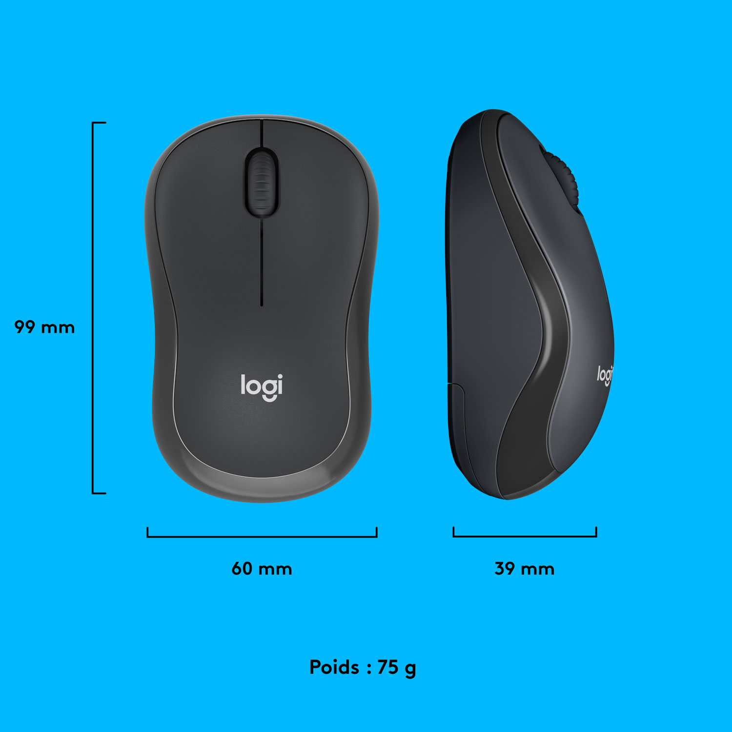 Souris optique sans fil de 1000 ppp M220 Silent de Logitech - Graphite