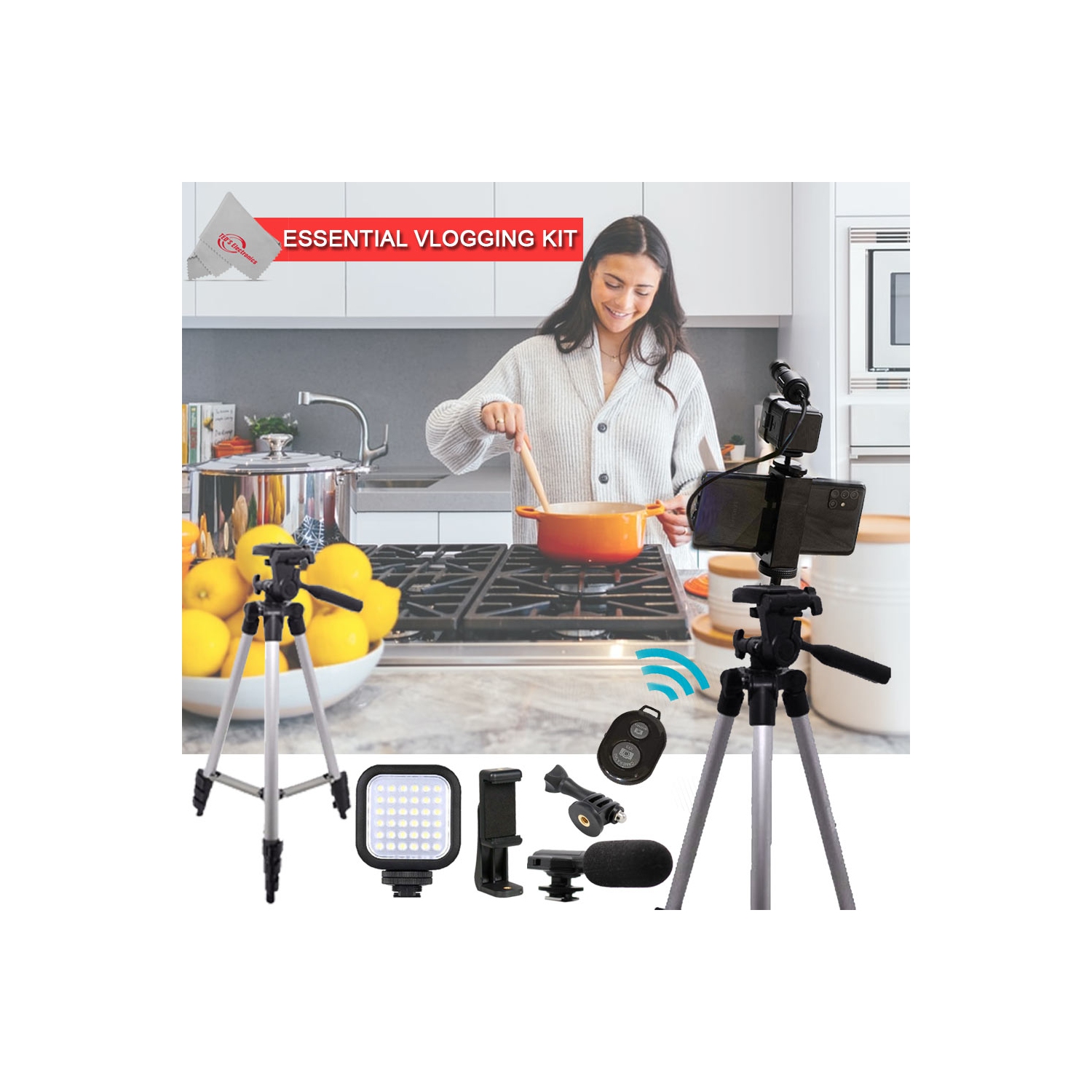 Vivitar Complete Ultimate Vlogging Essential Kit for Home and Office Smartphones Cameras and Gopro Action Cam