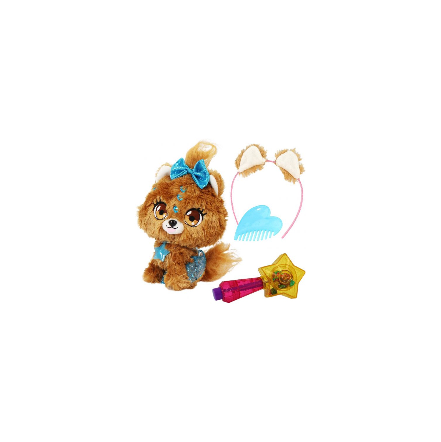 ISTAR Stars Plush Pet You Can Decorate, Bubble The Puppy Soft Plush Toy, Brown