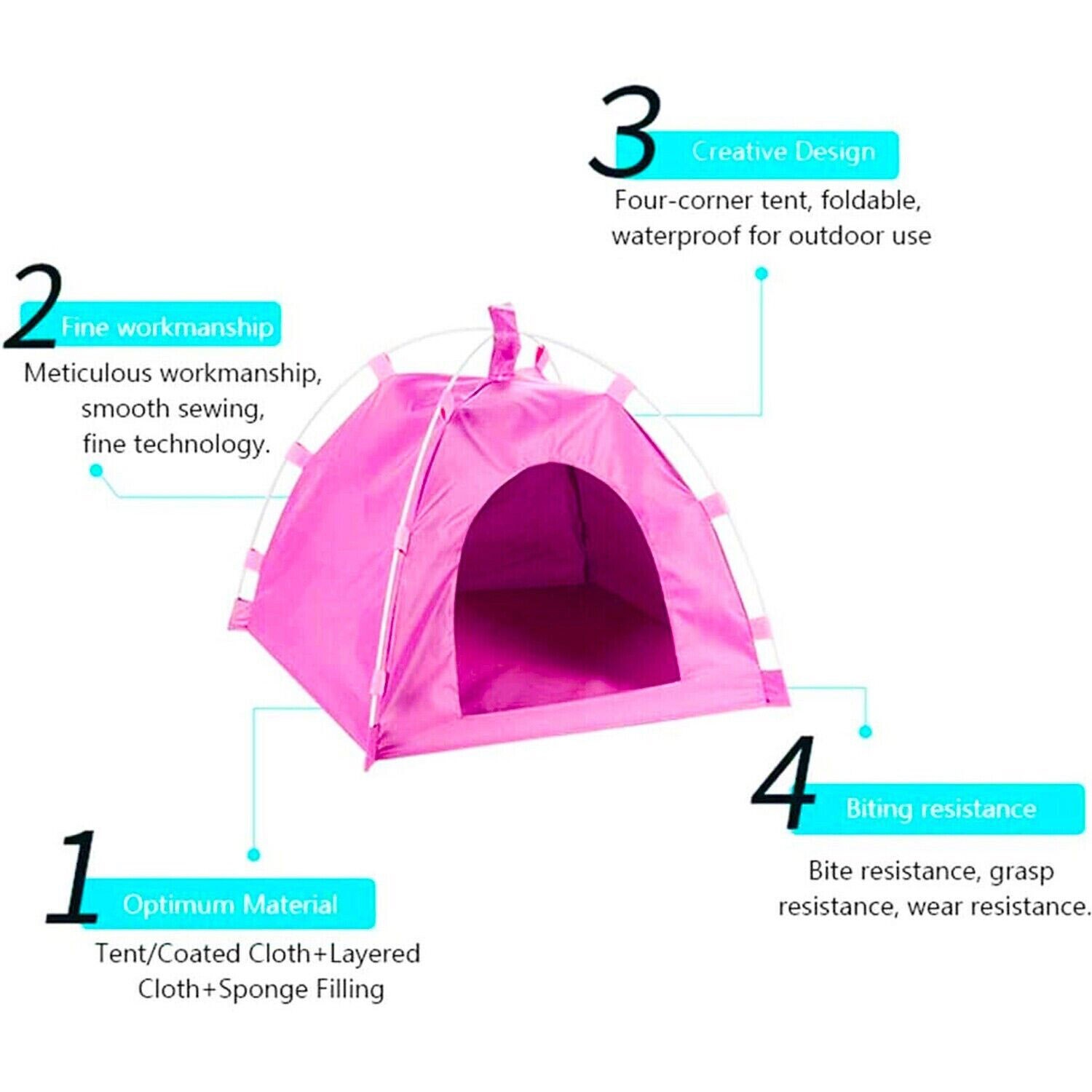 ISTAR Breathable Washable Pet Puppy Kennel Dog Cat Folding Indoor Outdoor House Bed Tent