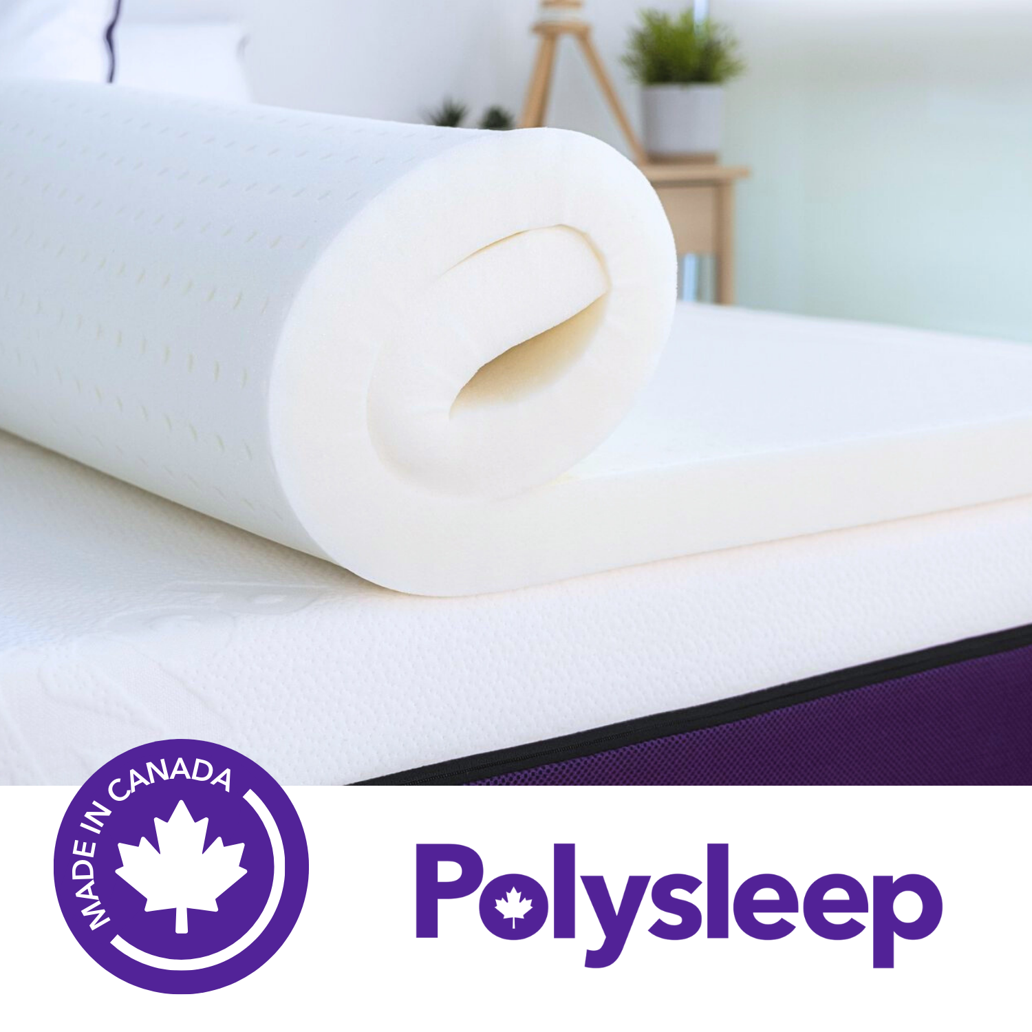 Polysleep 2" Memory Foam Mattress Topper | Antimicrobial & Hybrid Medical Grade Breathable Foam for a Comfortable Sleep, 100% Made in Canada — ​Cal