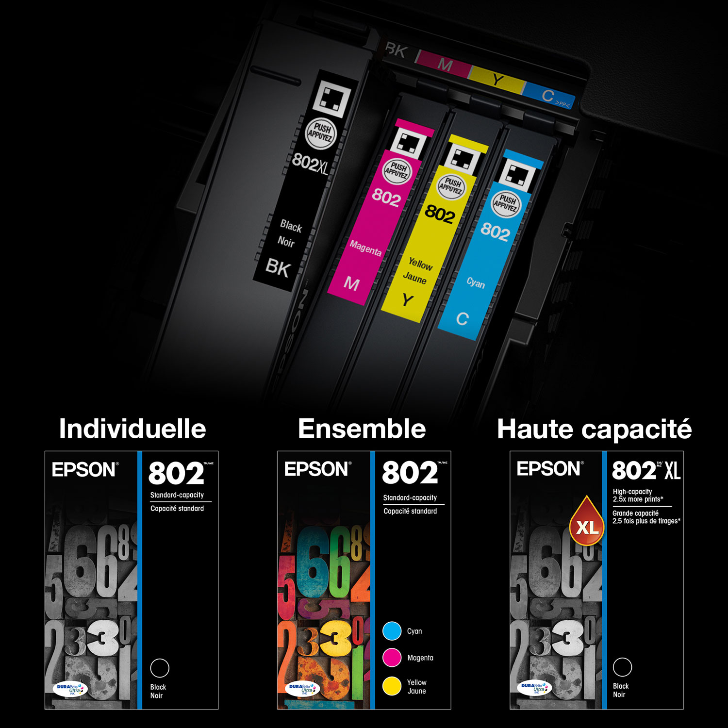 Epson DURABrite Ultra 802XL Black/ 802 Colour Ink (T802XL-BCS) - 4