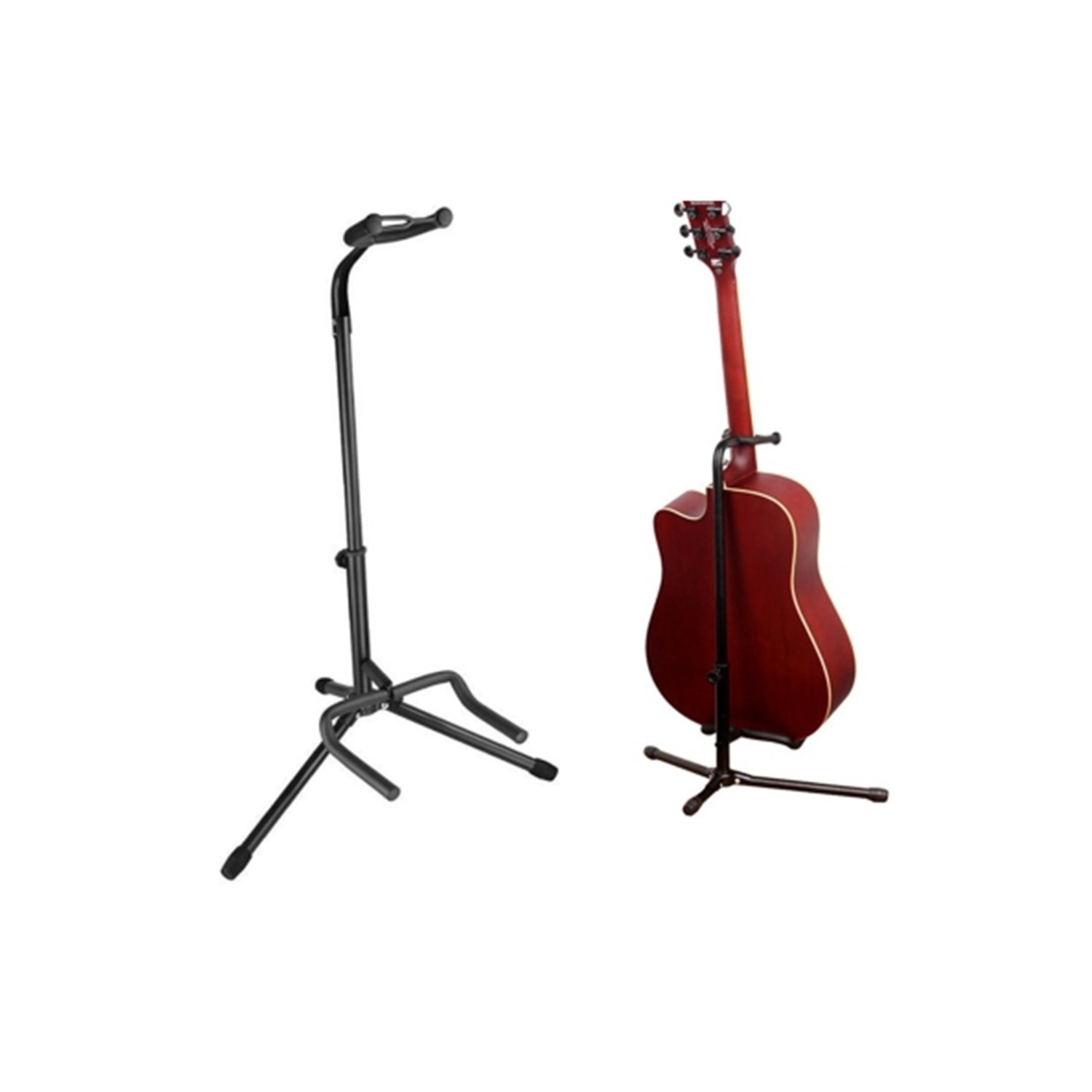 Foldable Tripod Guitar Stand with Security Strap - Holder Rack for Acoustic/Electric/Classical Guitar,Bass, Black