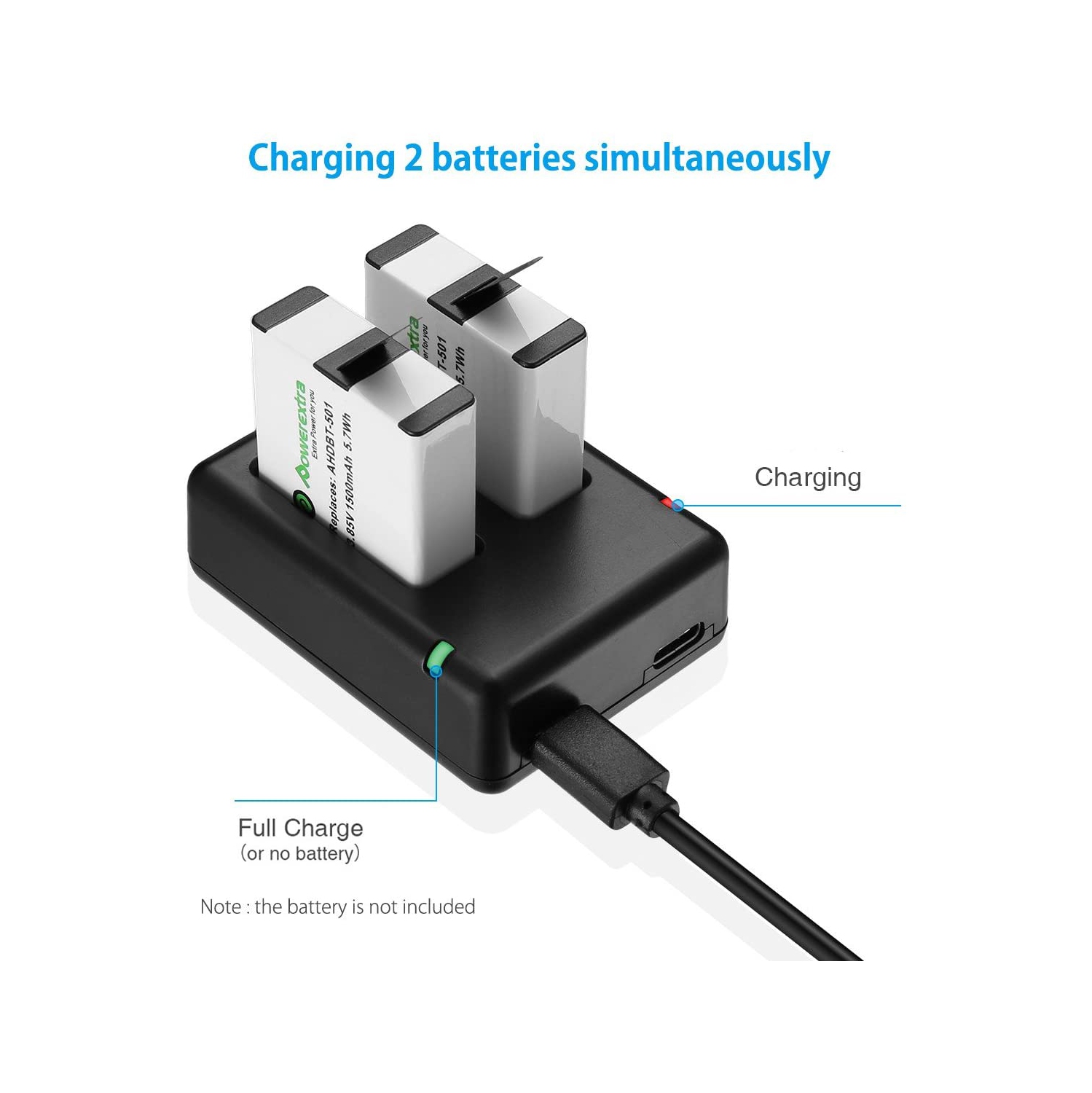 WINGOMART Dual Battery Charger with Micro USB Cable for GoPro HERO9 Black GoPro Hero 9 CHARGE