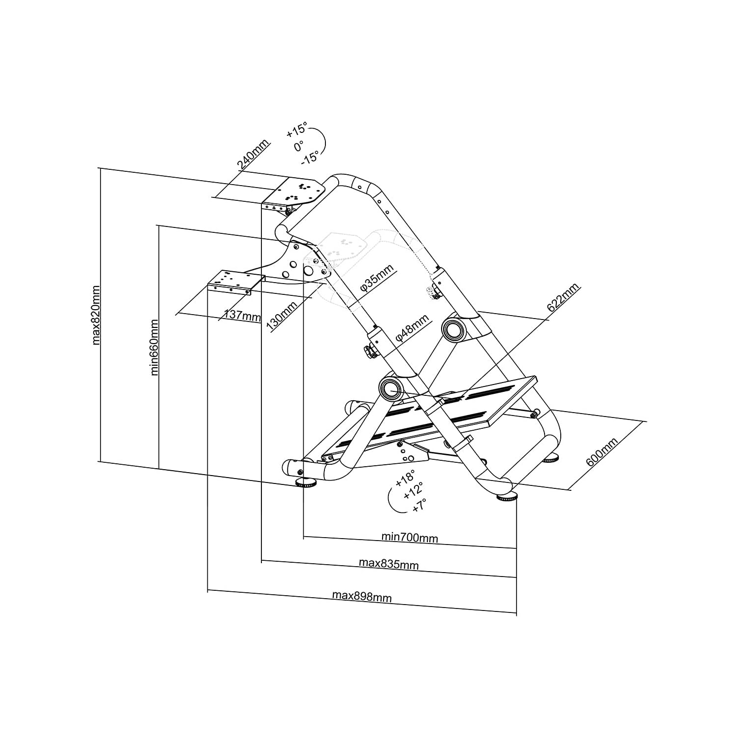 Support de volant de course pliable à hauteur réglable RC-GTSWS6 de Boost Industries