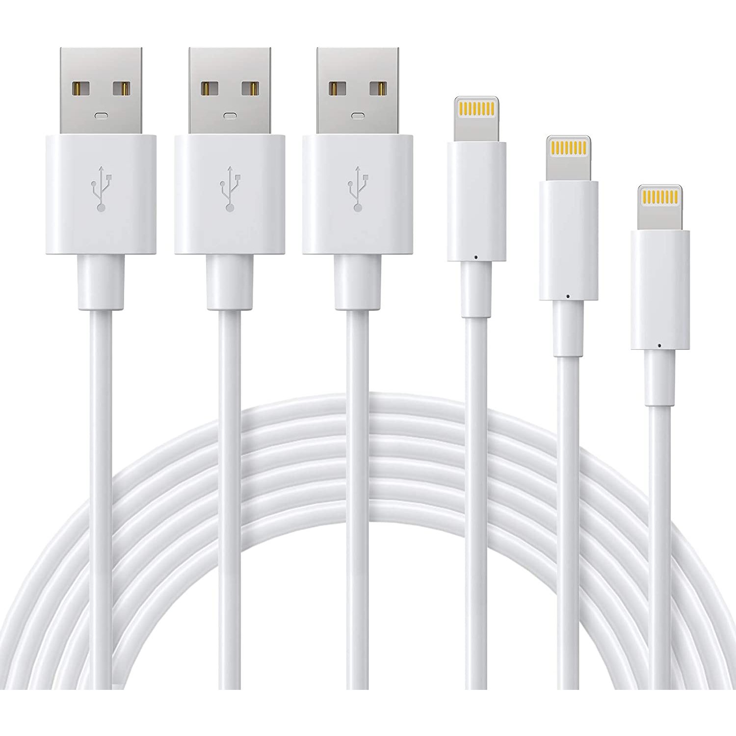 (3PK)[Apple MFi Certified] iPhone/iPad Charging/Charger Cord Lightening to USB Cable Fast Charging and Syncing for iPads,iPods and iPhone X/8/7/6s/6/plus/5s/5c/SE (FREE SHIPPING)