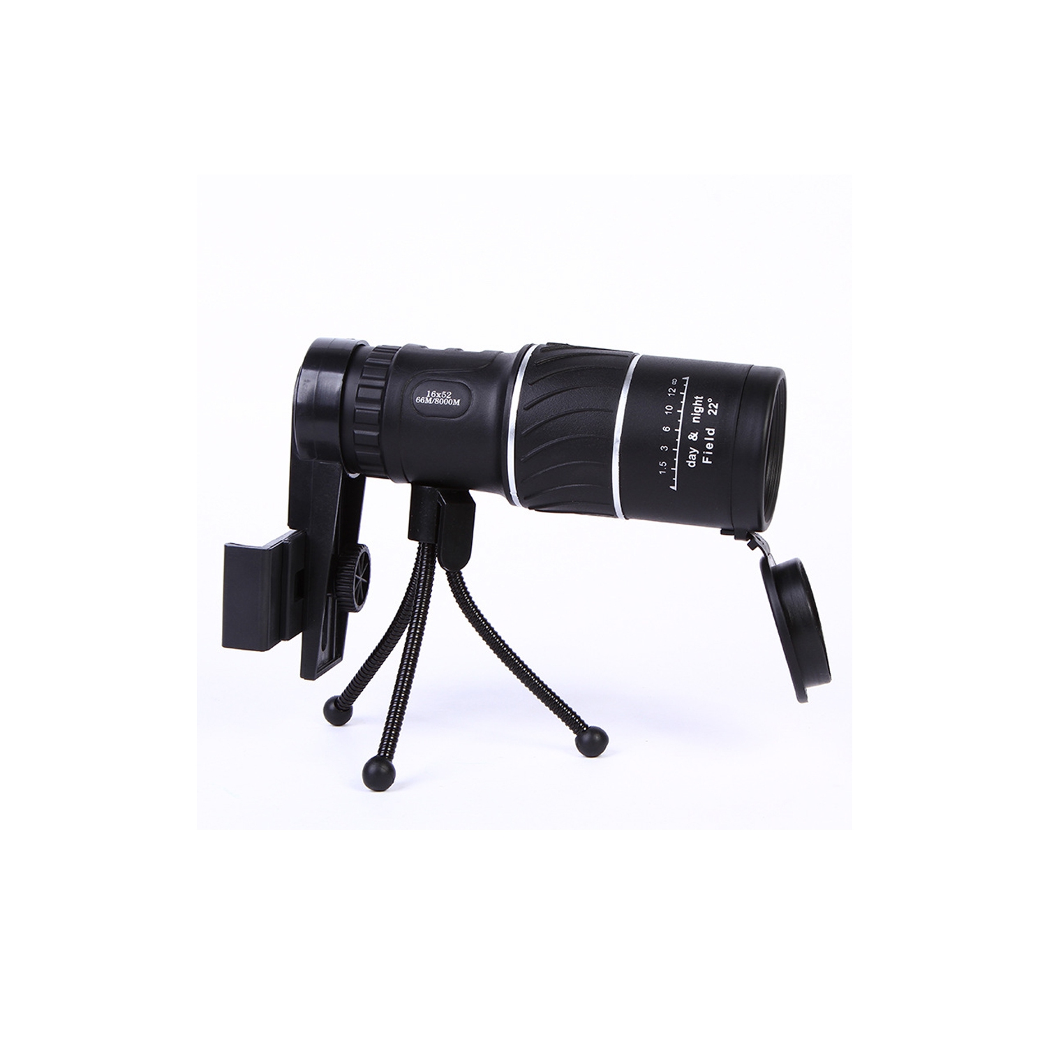Classier 16x52 Zoom HD Smartphone Monocular Telescope Lens Hiking Scope black