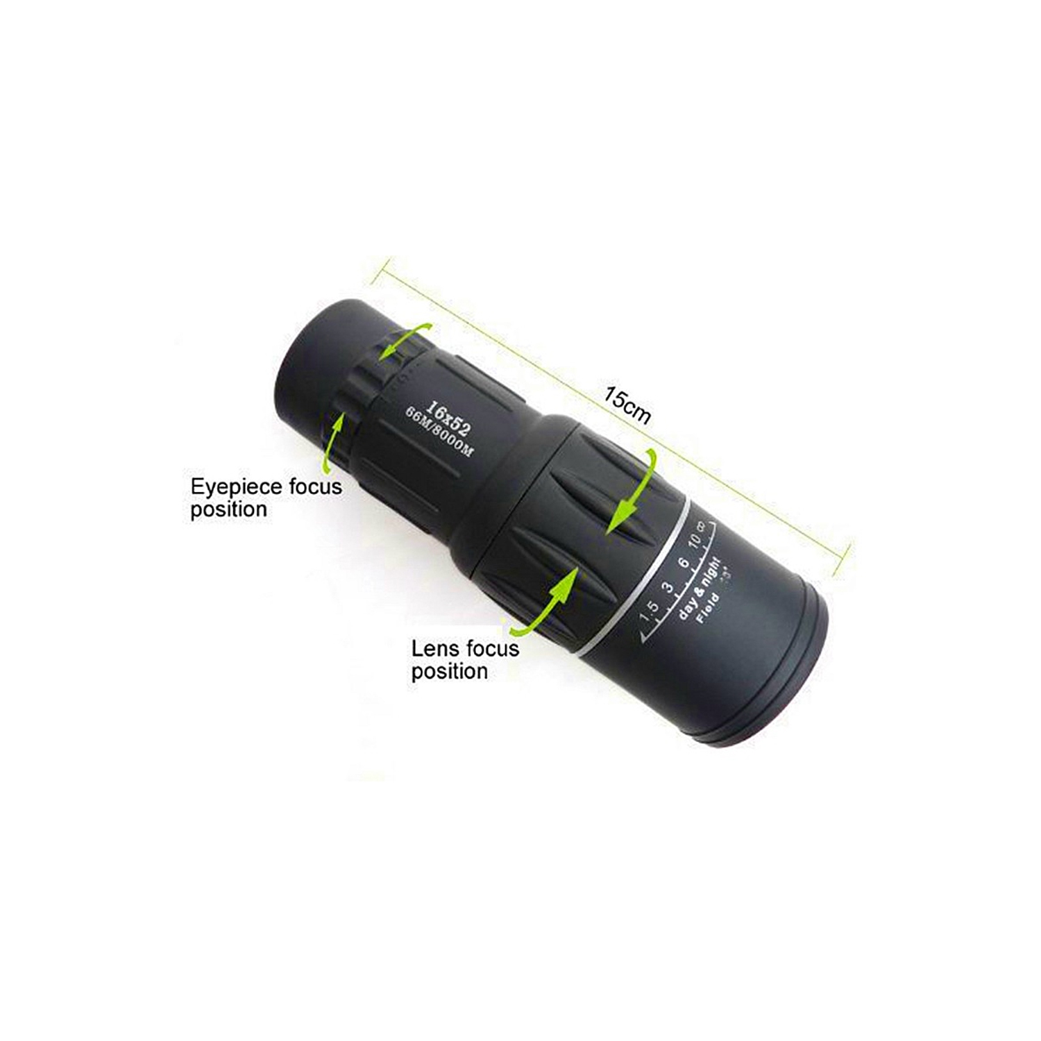 Classier 16x52 Zoom HD Smartphone Monocular Telescope Lens Hiking Scope black