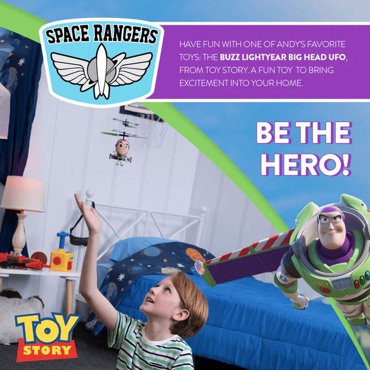 Disney Pixar sous licence Buzz Lightyear Big Head Flying IR UFO Motion Sensing Helicopter